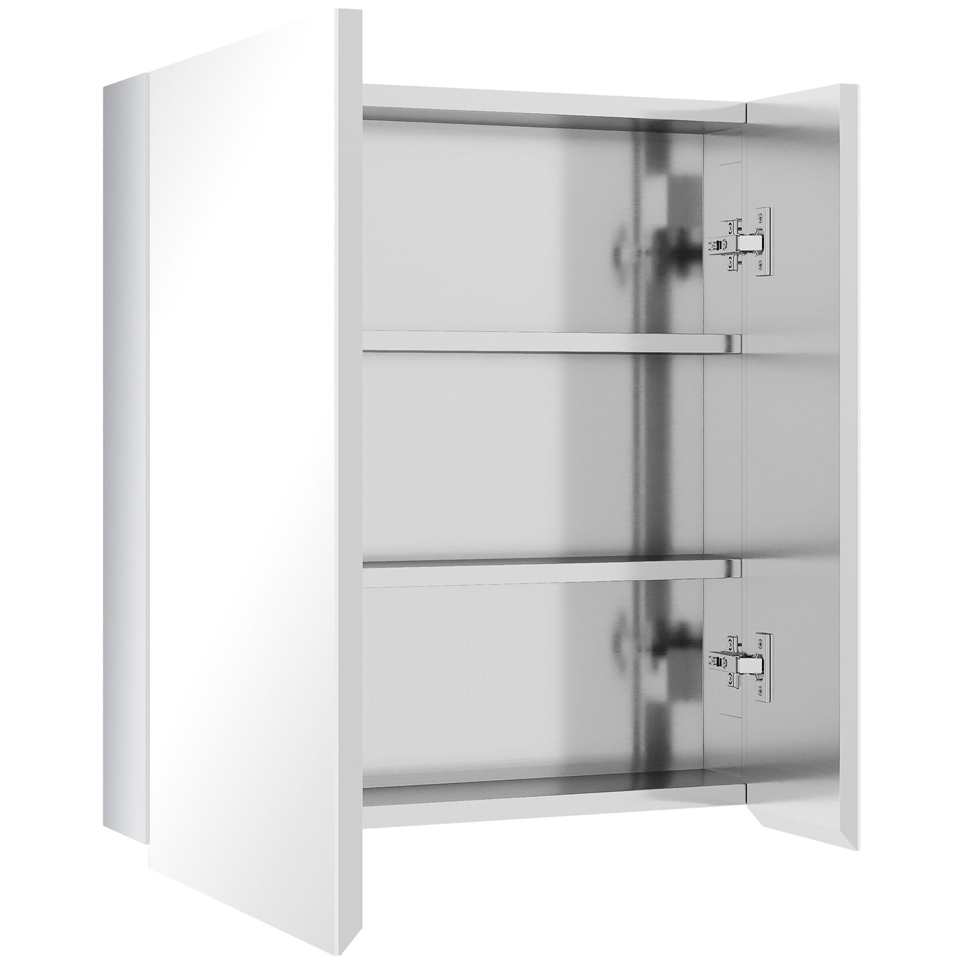 Kleankin Mirrored Bathroom Medicine Cabinet with 3-Tier Storage, Silver
