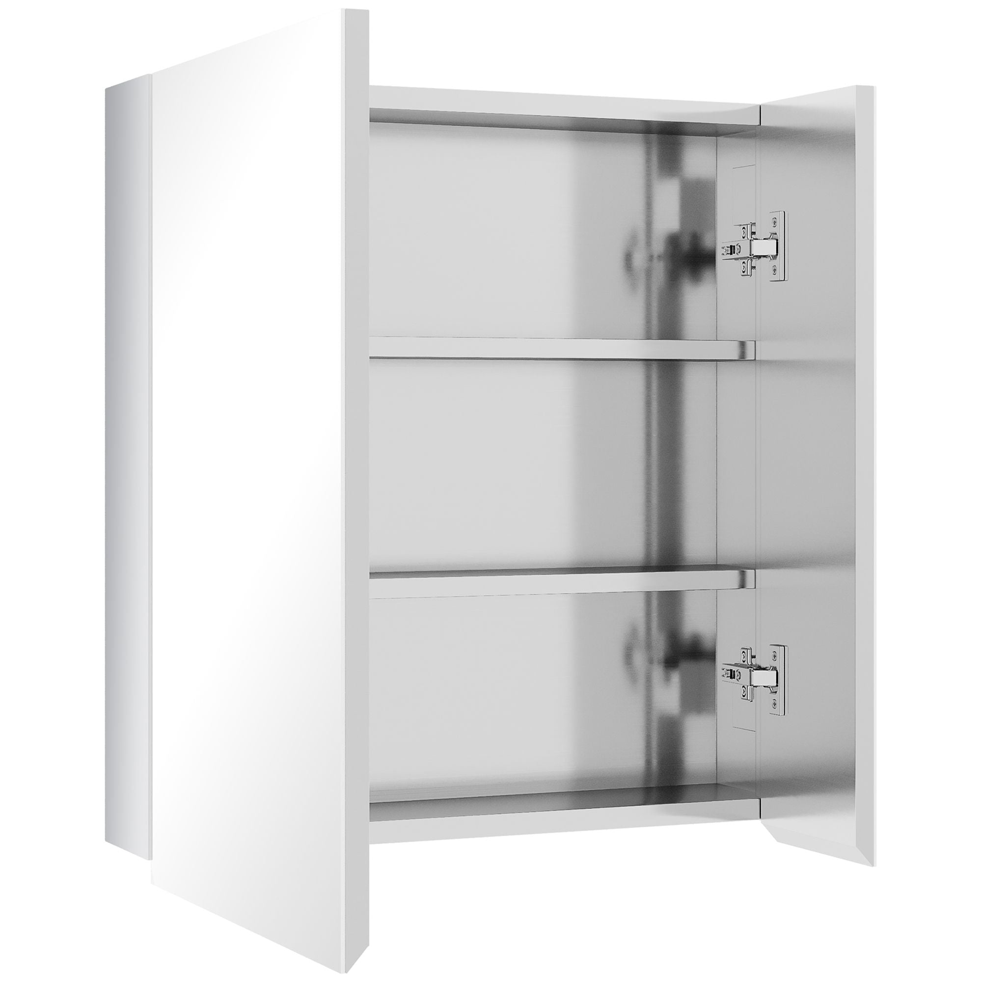 Kleankin Mirrored Bathroom Medicine Cabinet with 3-Tier Storage, Silver