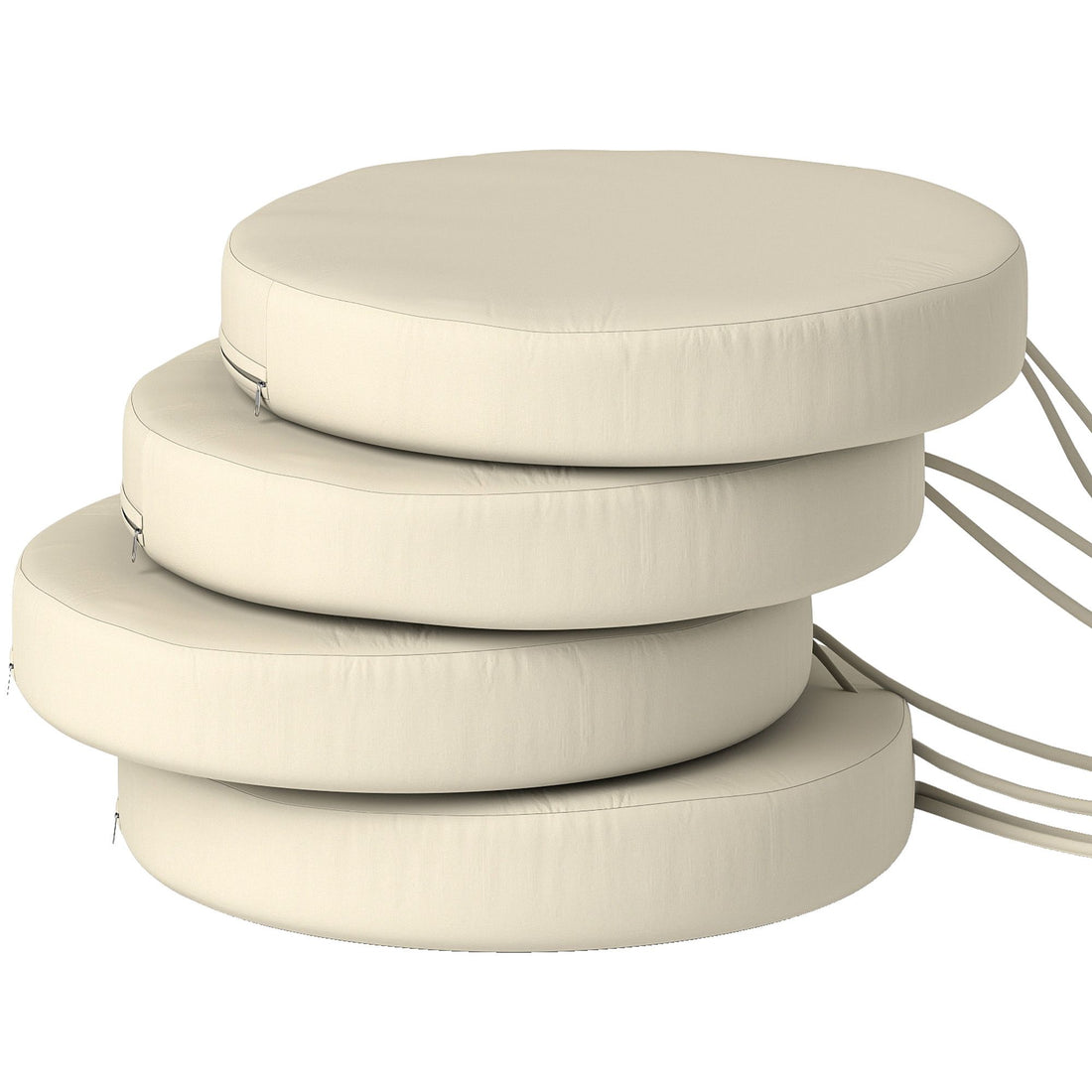 Outsunny Round Patio Chair Cushions Set of 4, Cream White