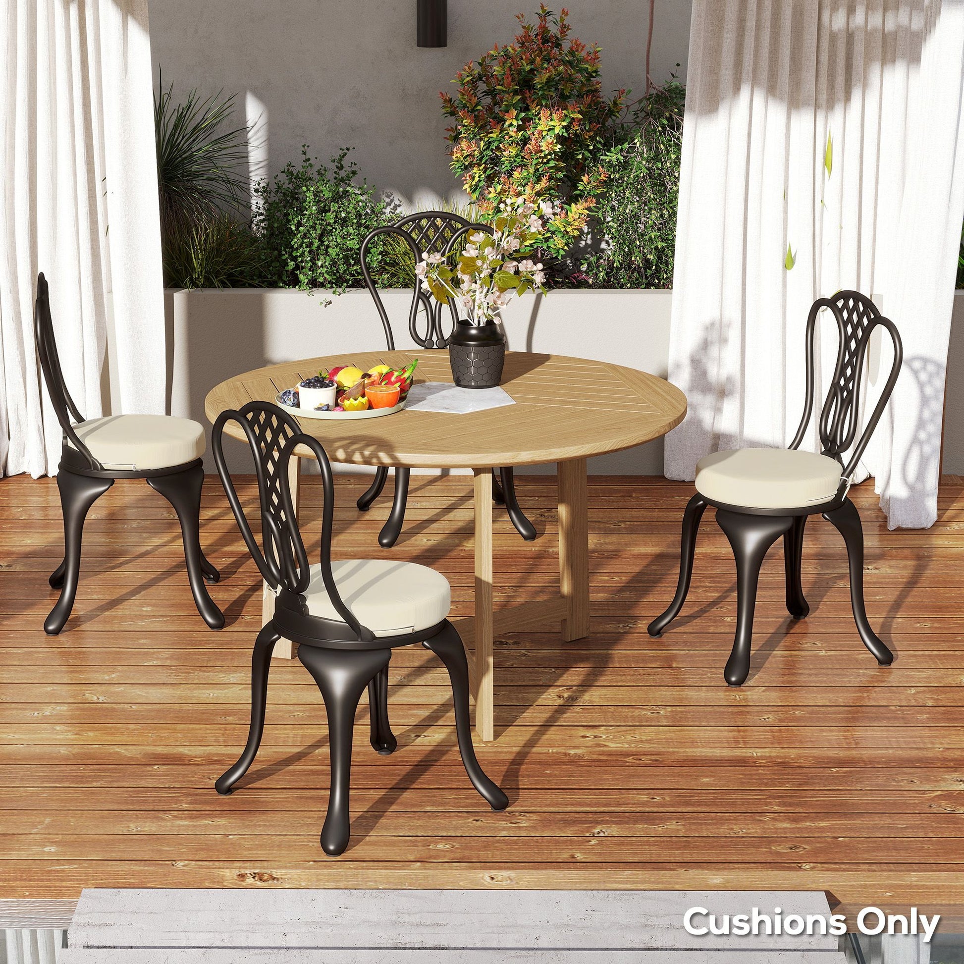 Outsunny Round Patio Chair Cushions Set of 4, Cream White