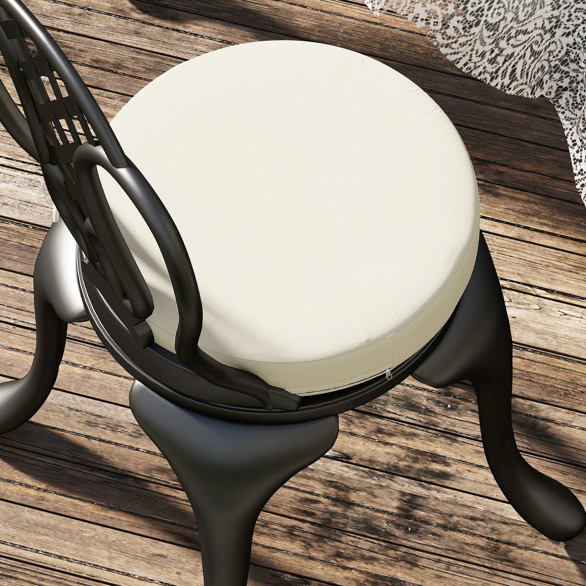 Outsunny Round Patio Chair Cushions Set of 4, Cream White
