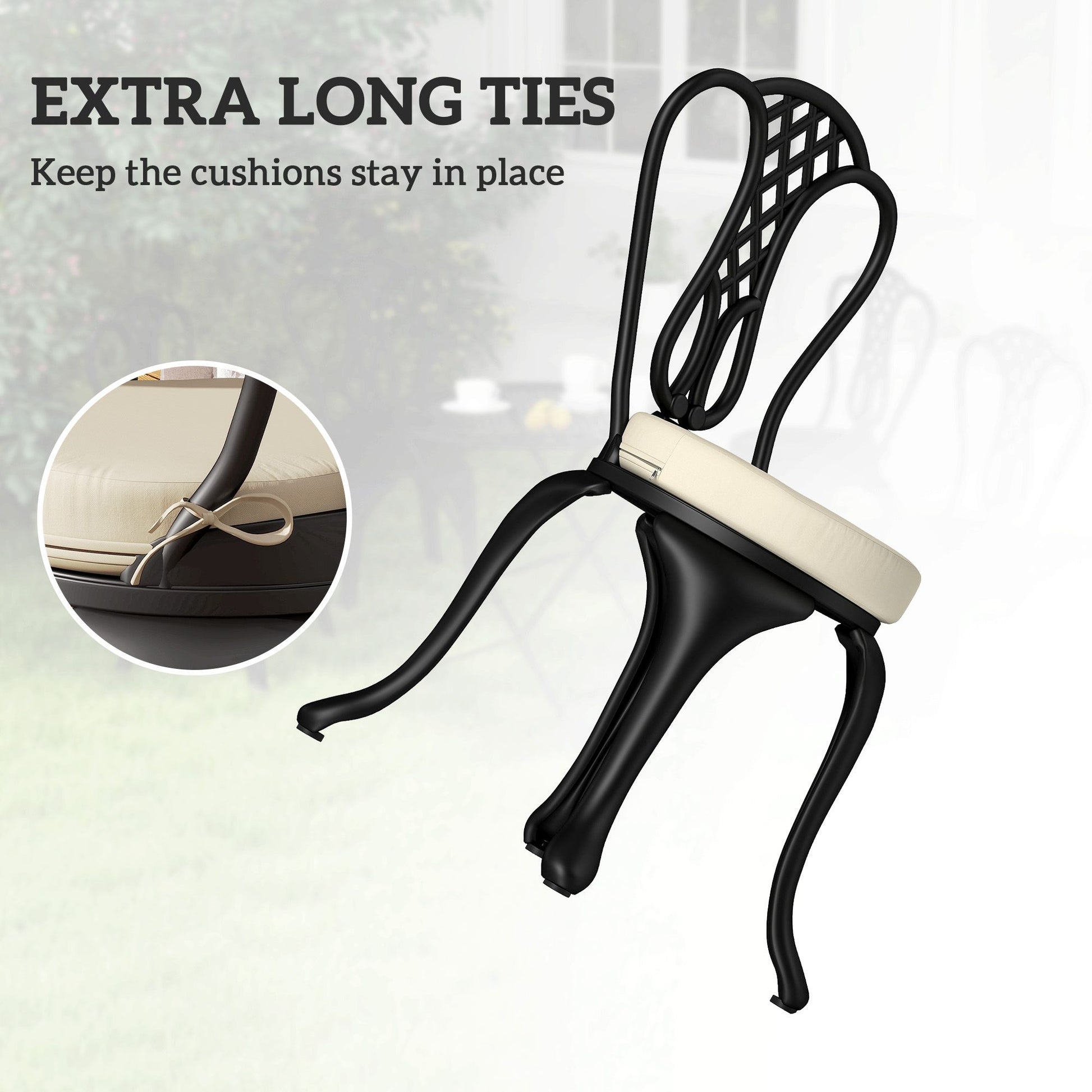 Outsunny Round Patio Chair Cushions Set of 4, Cream White