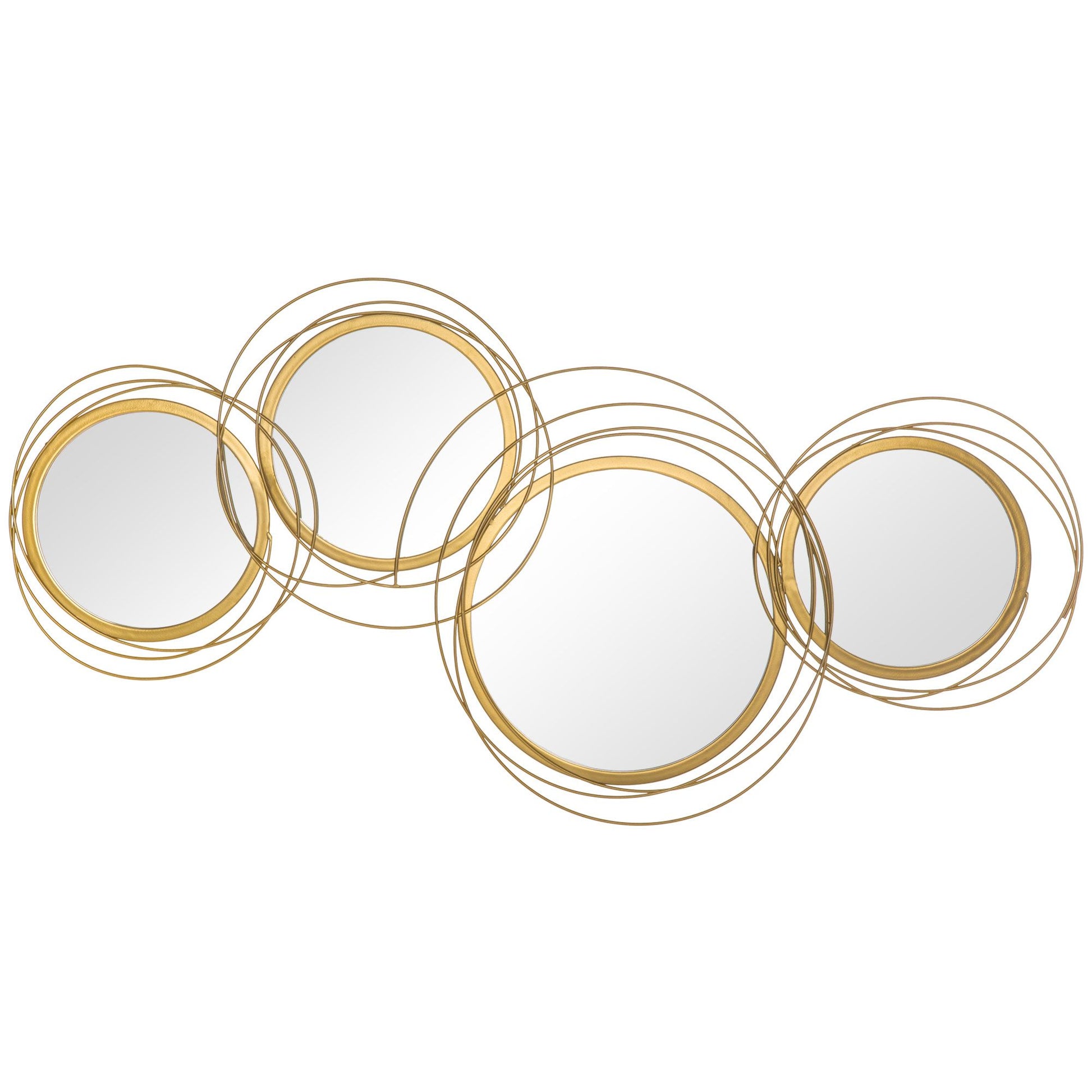 HOMCOM Decorative Metal Wall Mirror Art for Living Room, Gold