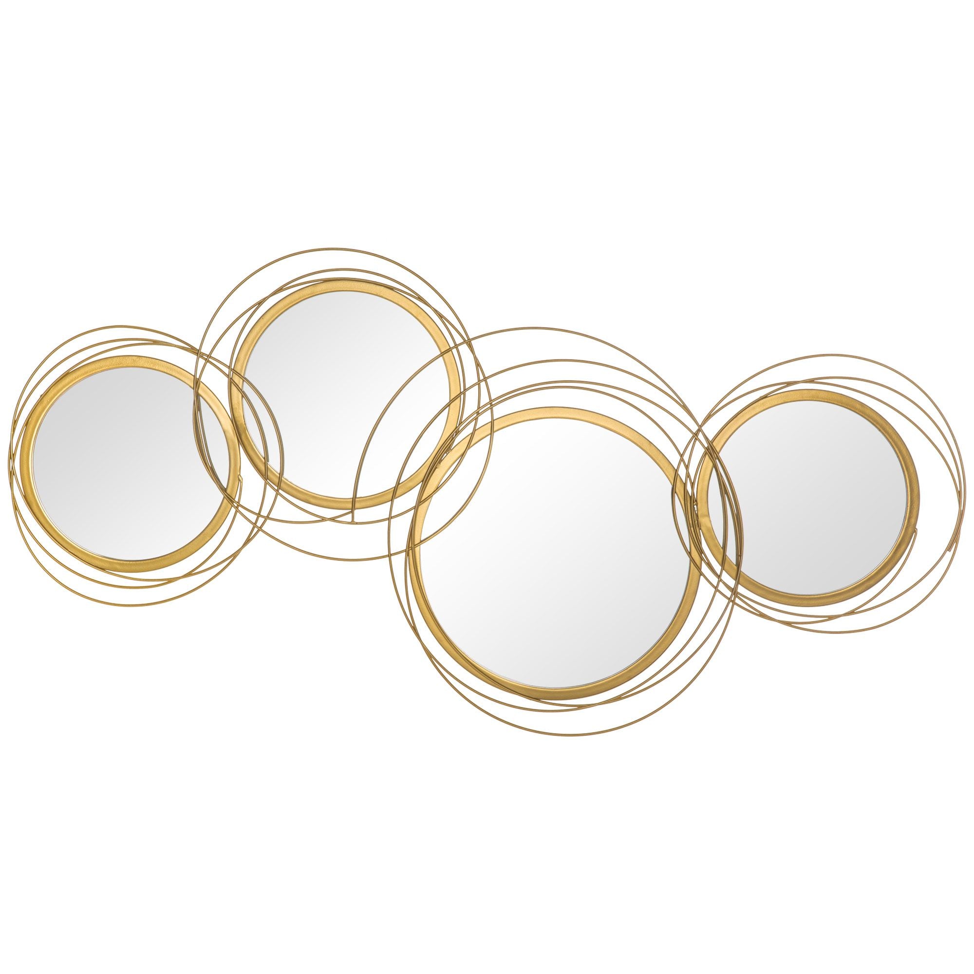 HOMCOM Decorative Metal Wall Mirror Art for Living Room, Gold
