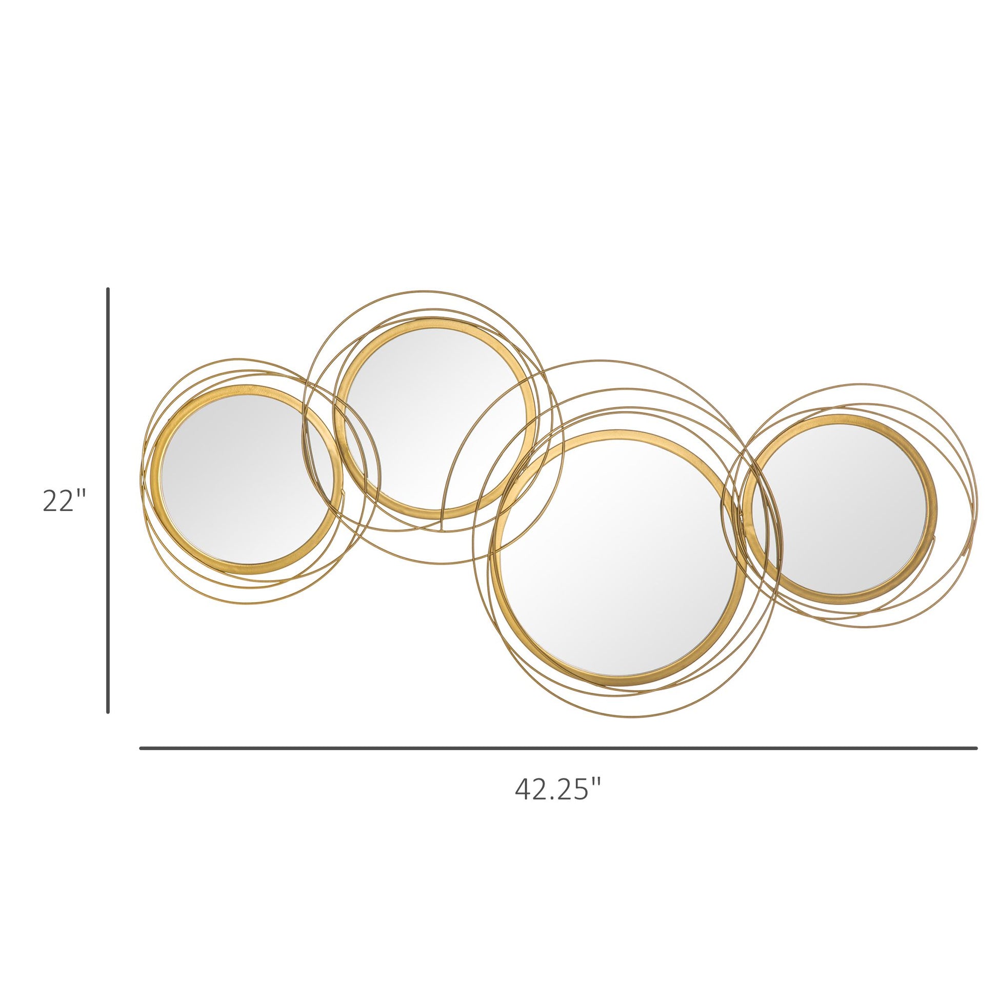 HOMCOM Decorative Metal Wall Mirror Art for Living Room, Gold