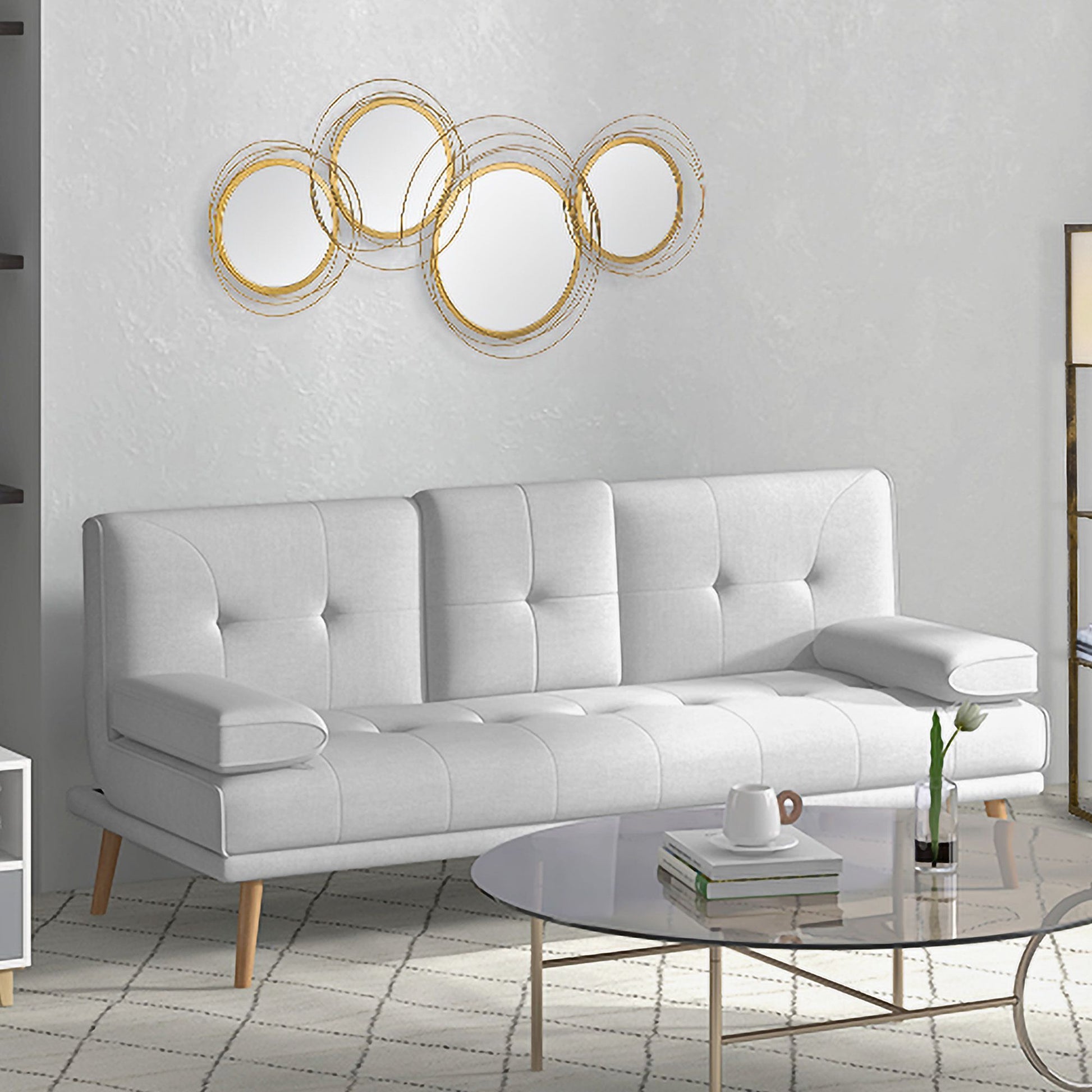 HOMCOM Decorative Metal Wall Mirror Art for Living Room, Gold
