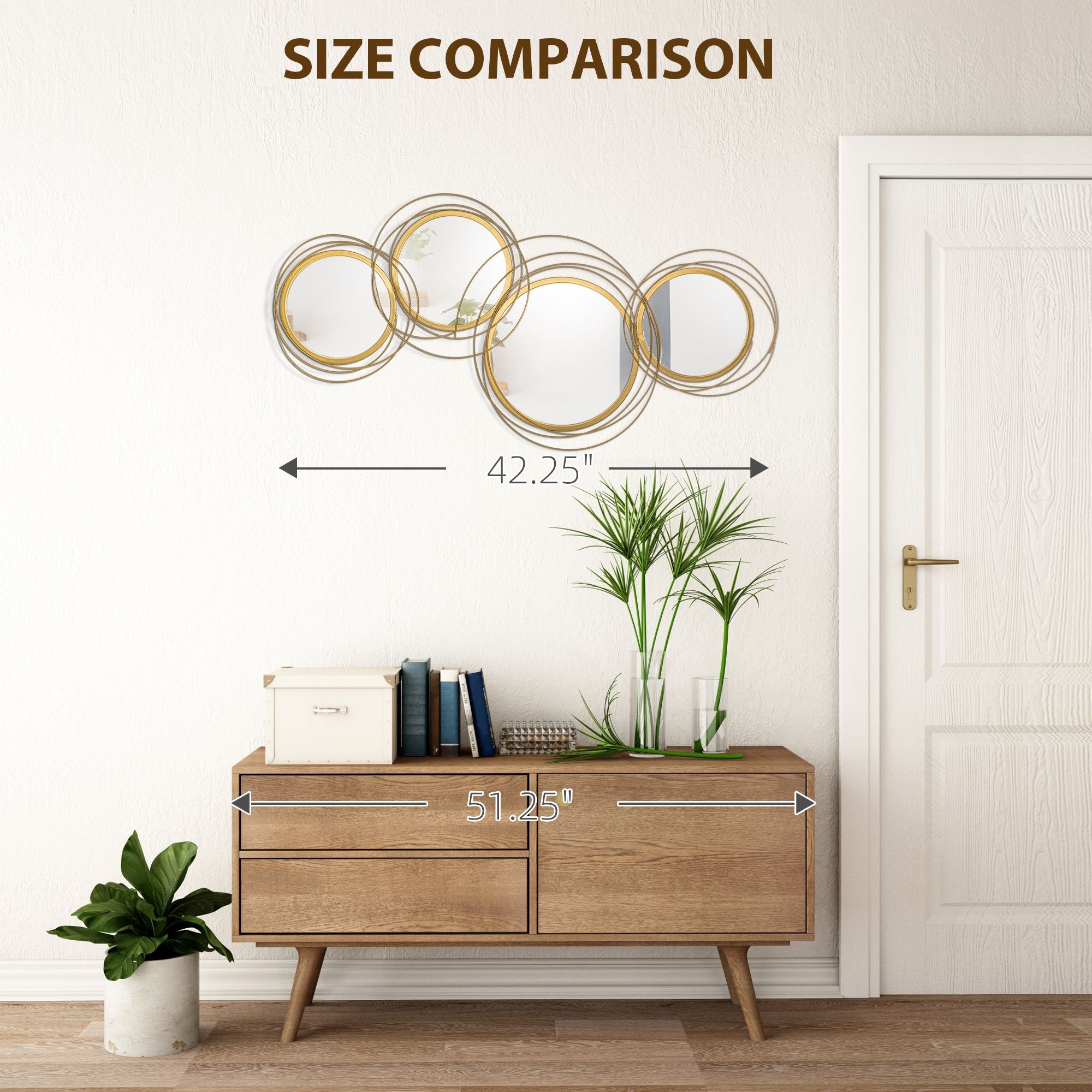 HOMCOM Decorative Metal Wall Mirror Art for Living Room, Gold