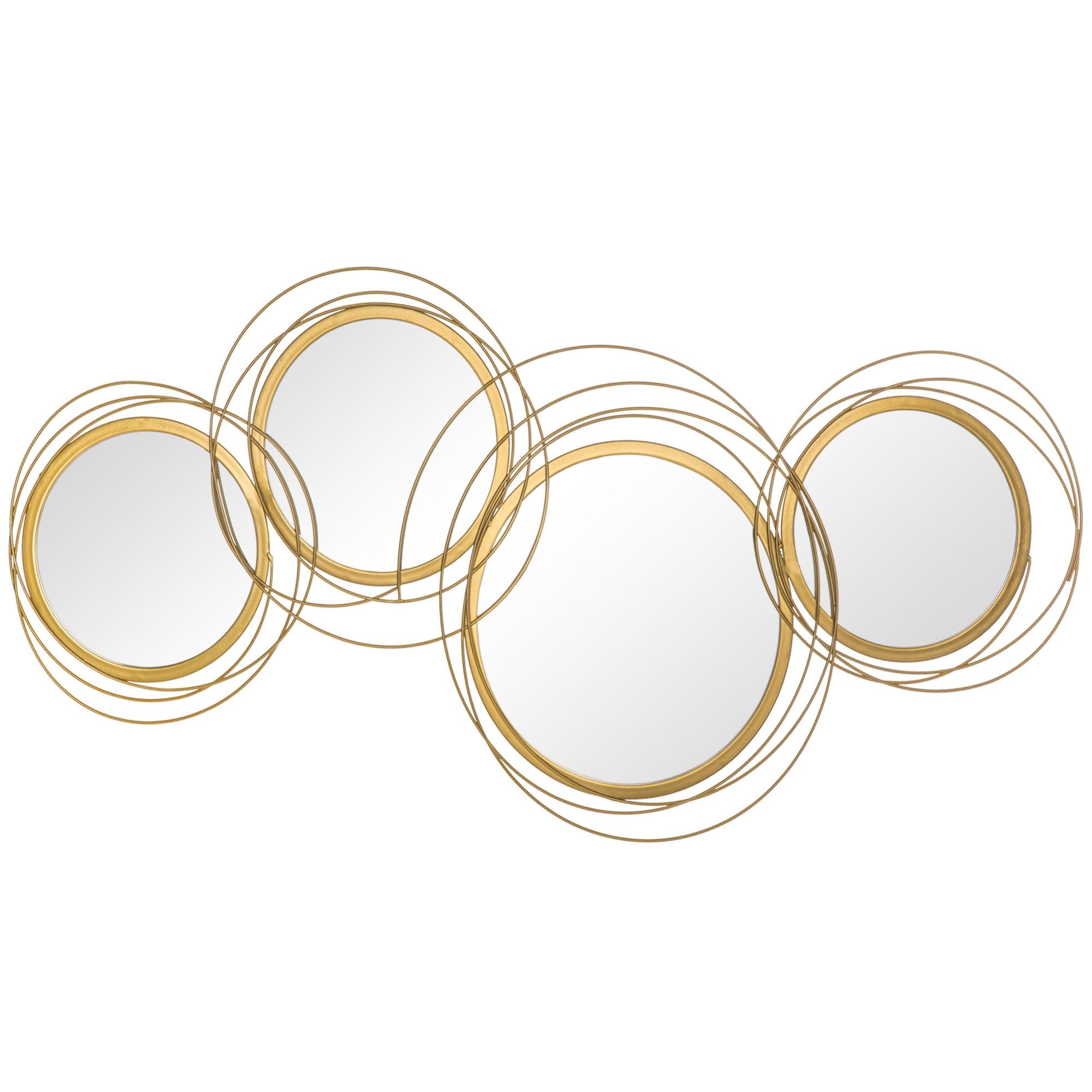 HOMCOM Decorative Metal Wall Mirror Art for Living Room, Gold