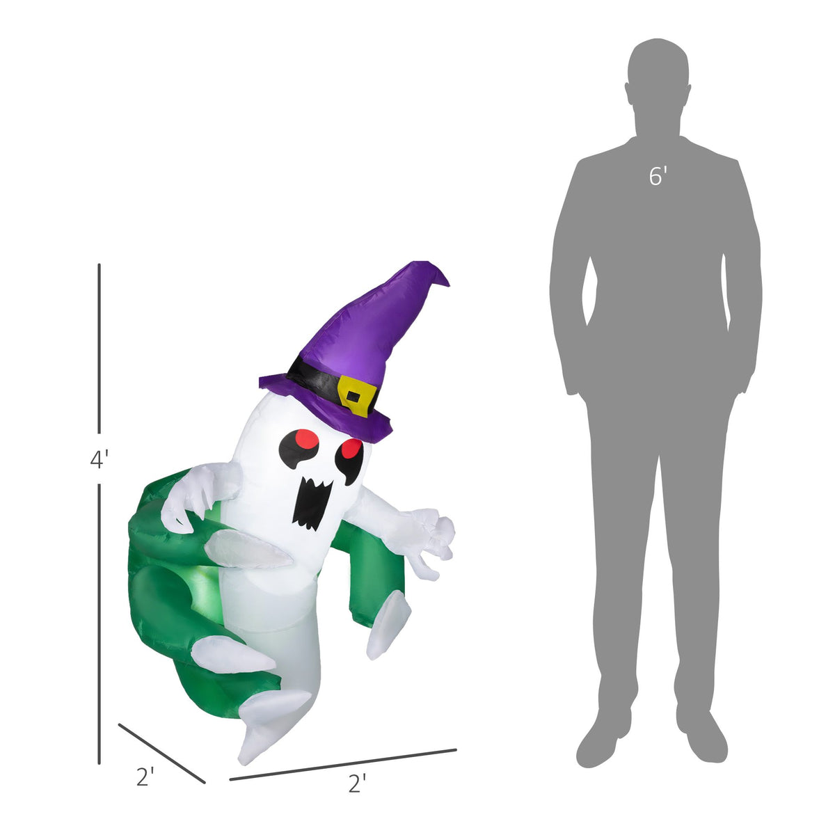 3.9ft Inflatable Halloween Window Sticker Ghost, Blow Up LED Display for Garden Indoor Outdoor - product view 3