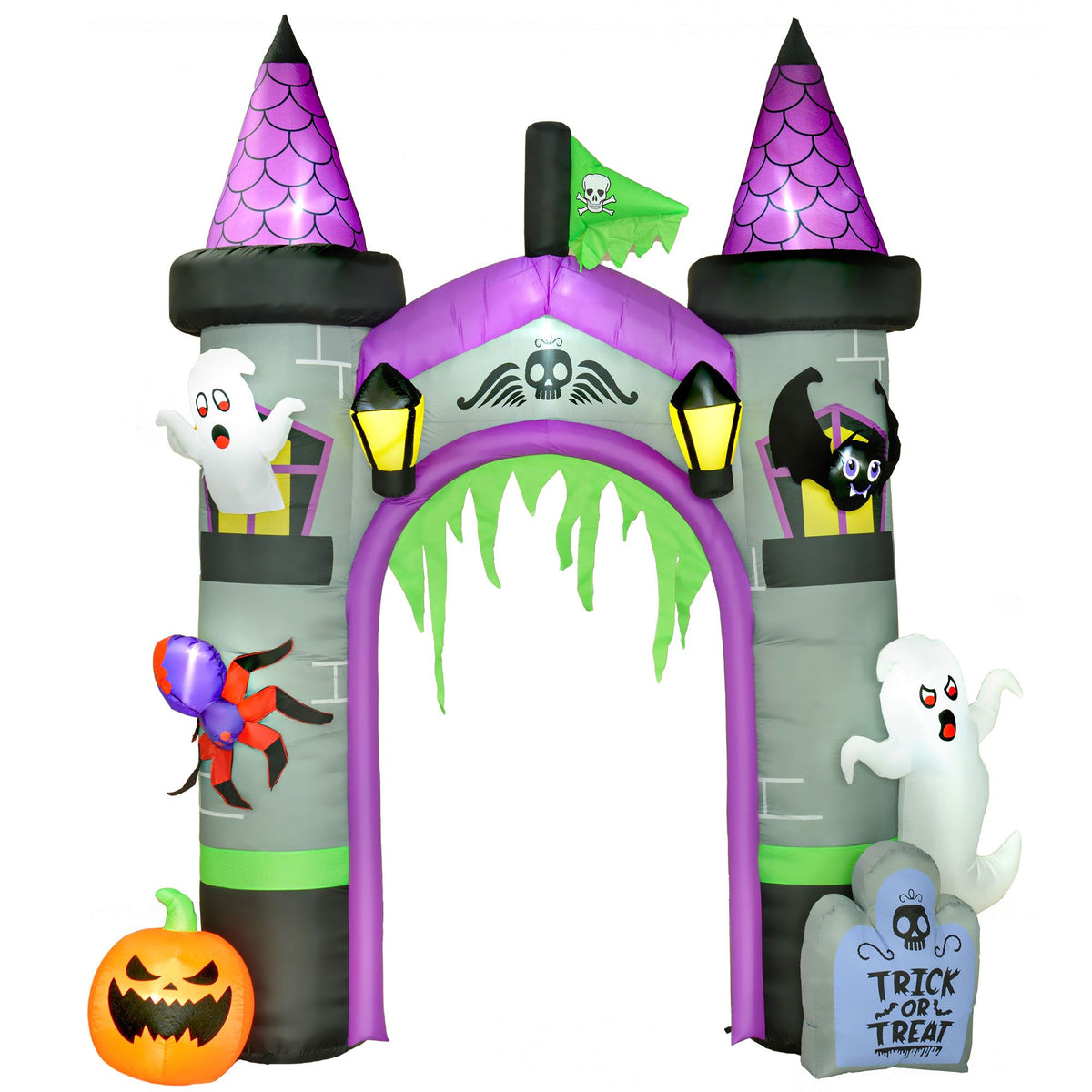 12ft Large Inflatable Halloween Archway with Ghost, Pumpkin, Spider and Bat - product view 11
