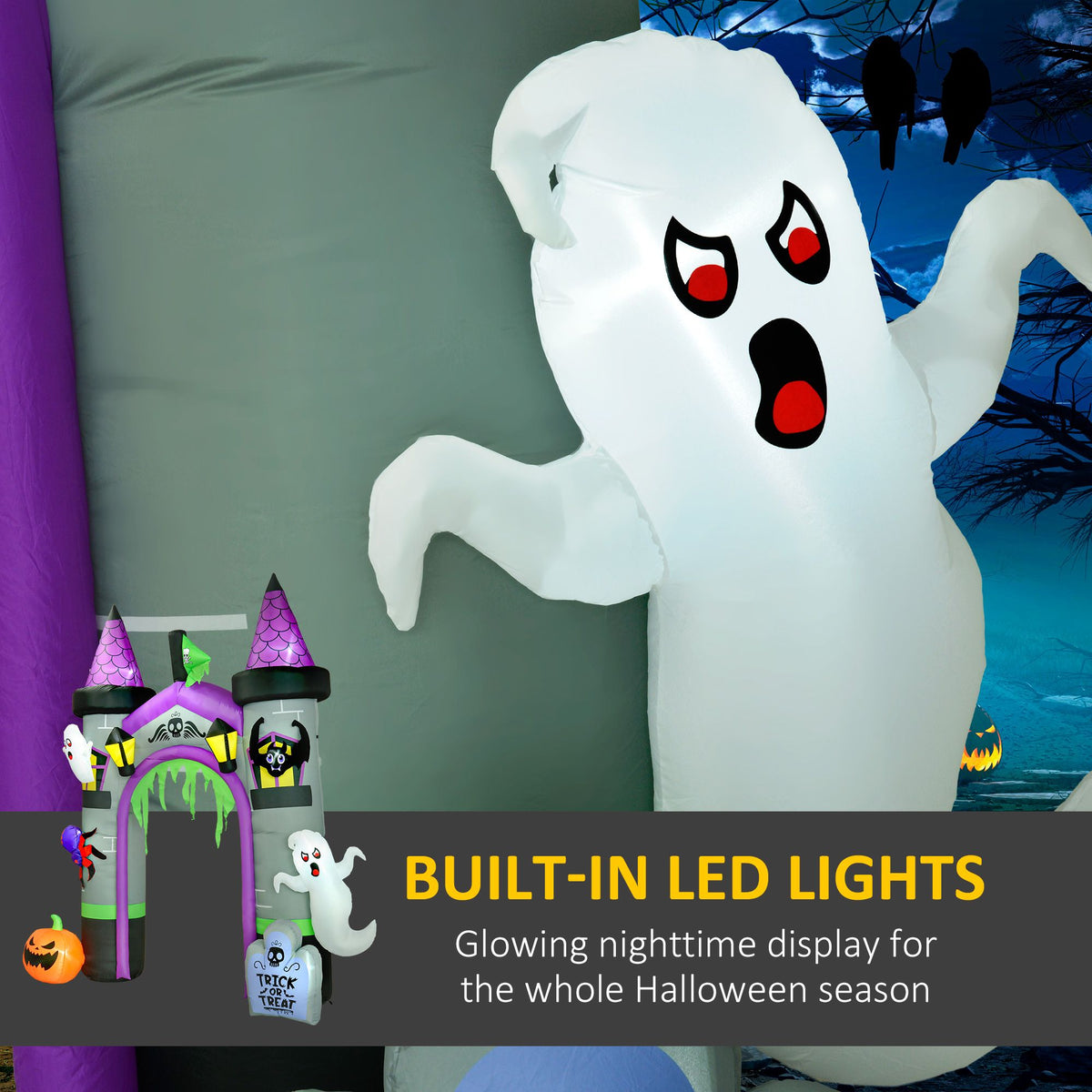 12ft Large Inflatable Halloween Archway with Ghost, Pumpkin, Spider and Bat - product view 4