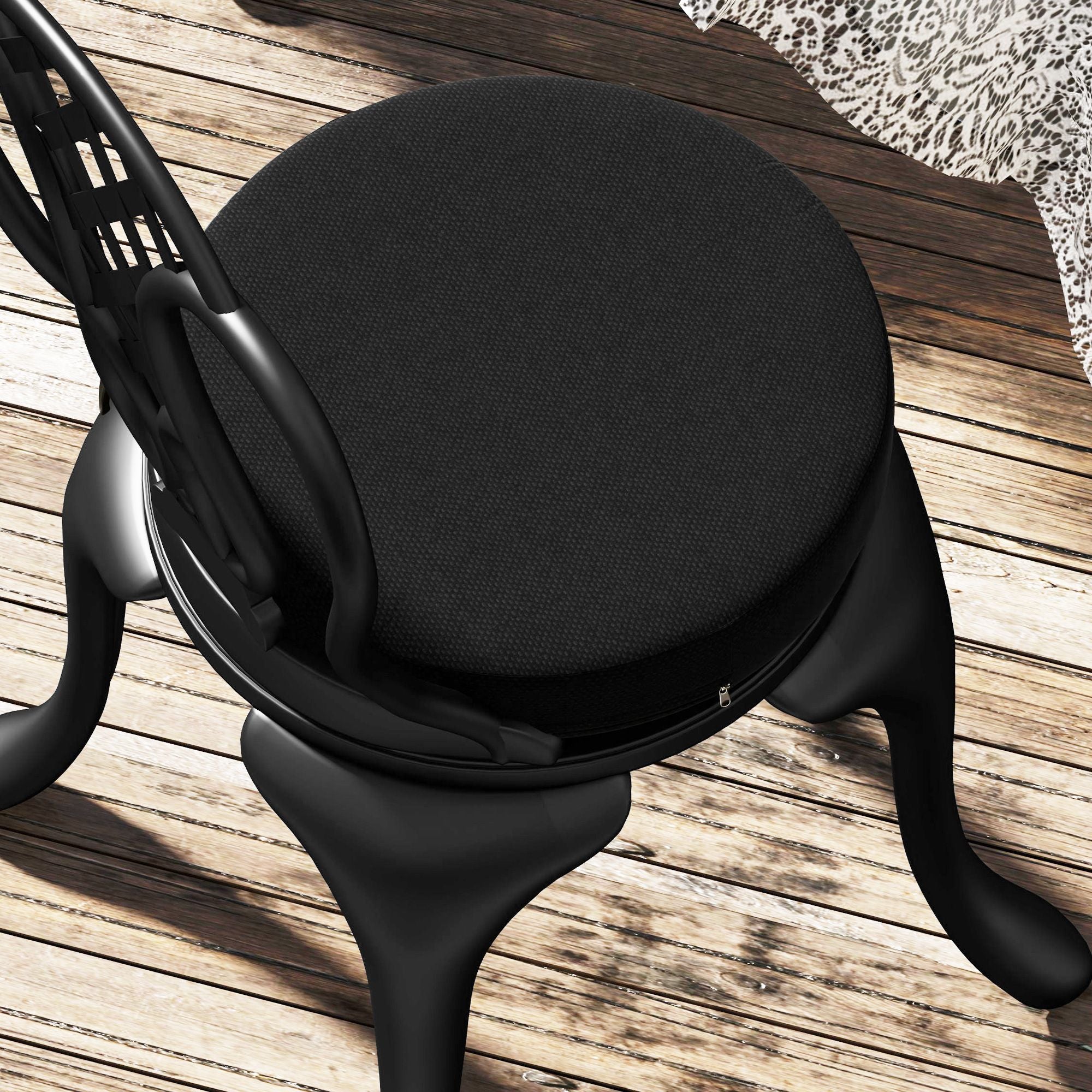 Outsunny 15 in Round Patio Chair Cushions Set of 4, Black