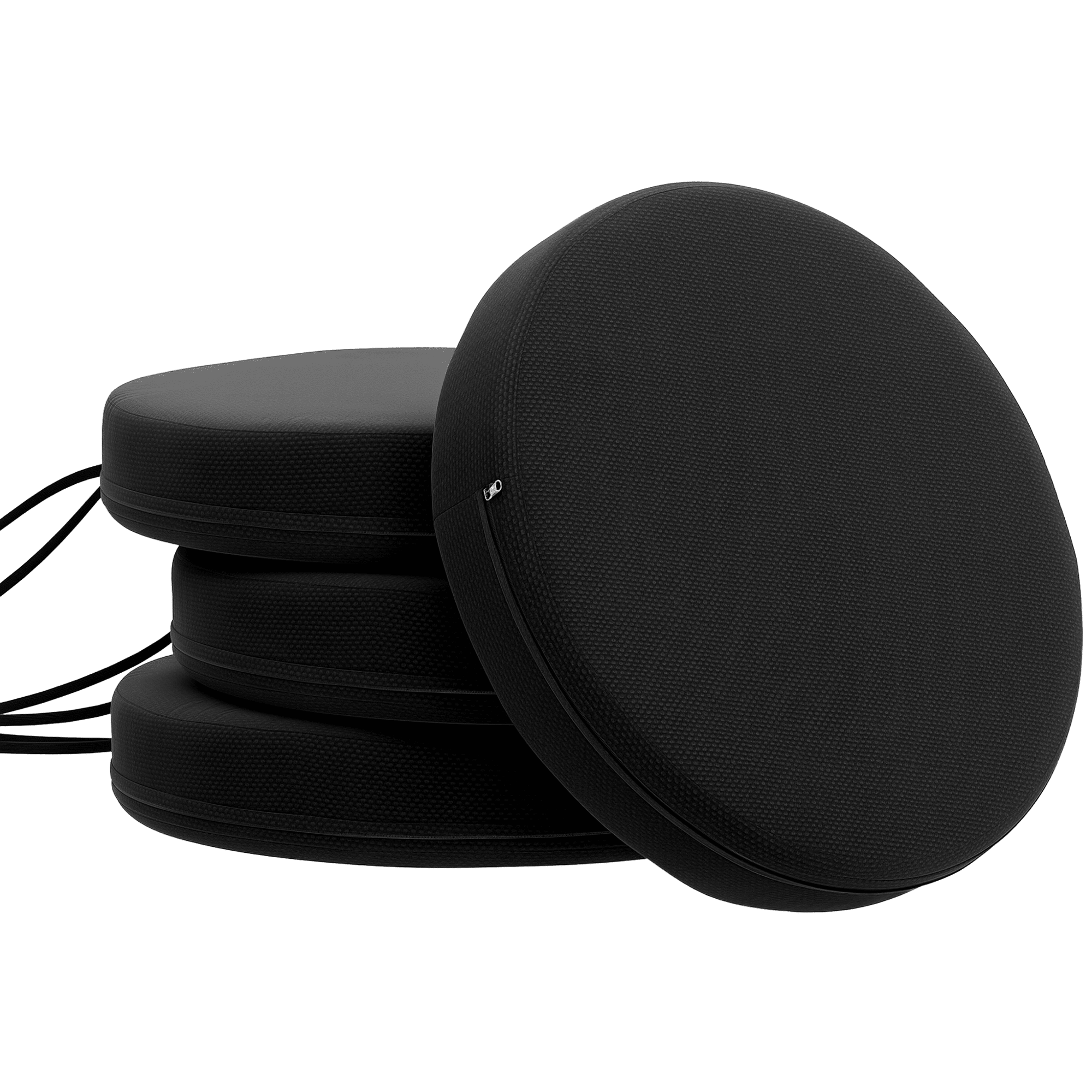 Outsunny 15 in Round Patio Chair Cushions Set of 4, Black