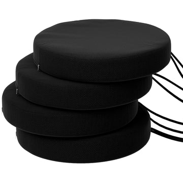 Outsunny 15 in Round Patio Chair Cushions Set of 4, Black