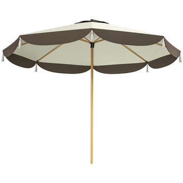 Outsunny 9 ft Vented Market Patio Umbrella with UPF 50+, Cream White
