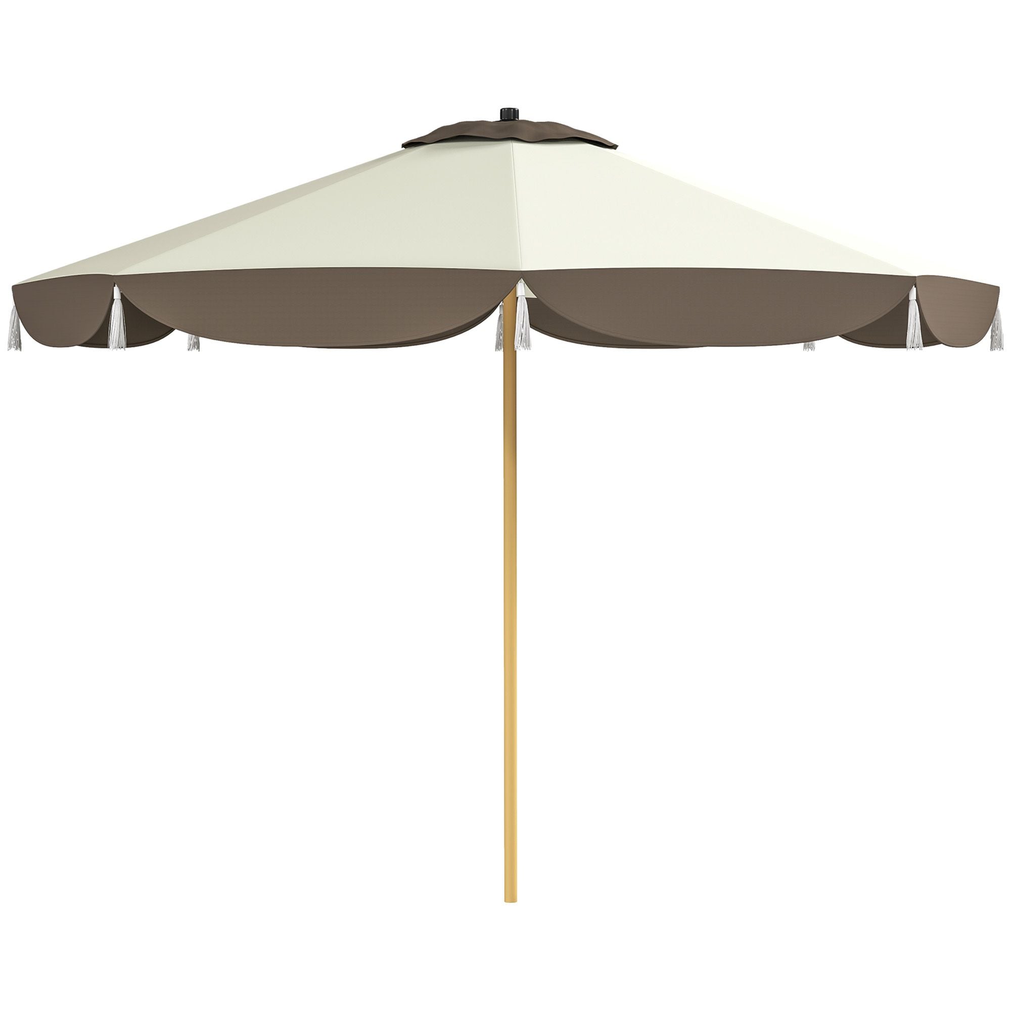 Outsunny 9 ft Vented Market Patio Umbrella with UPF 50+, Cream White