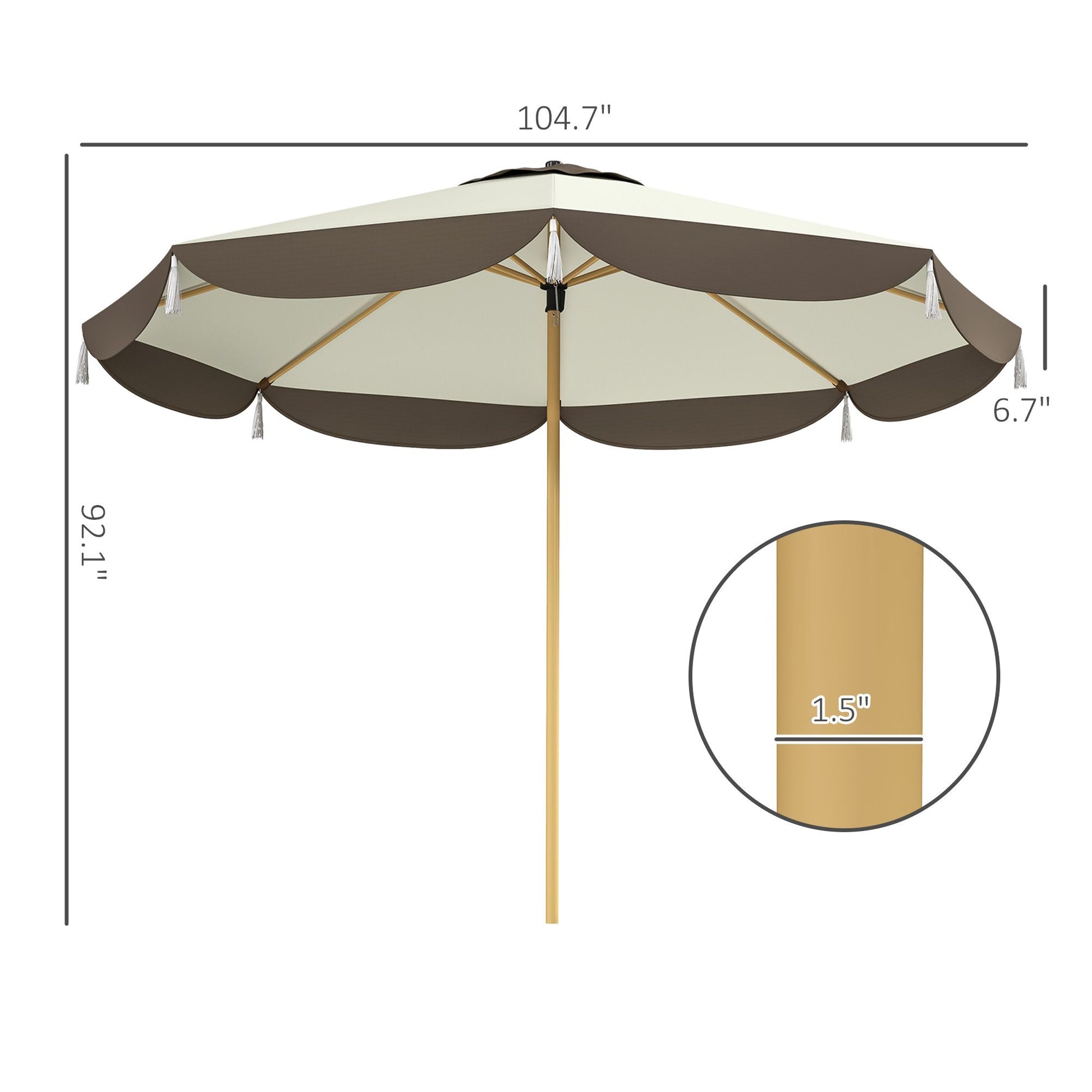 Outsunny 9 ft Vented Market Patio Umbrella with UPF 50+, Cream White
