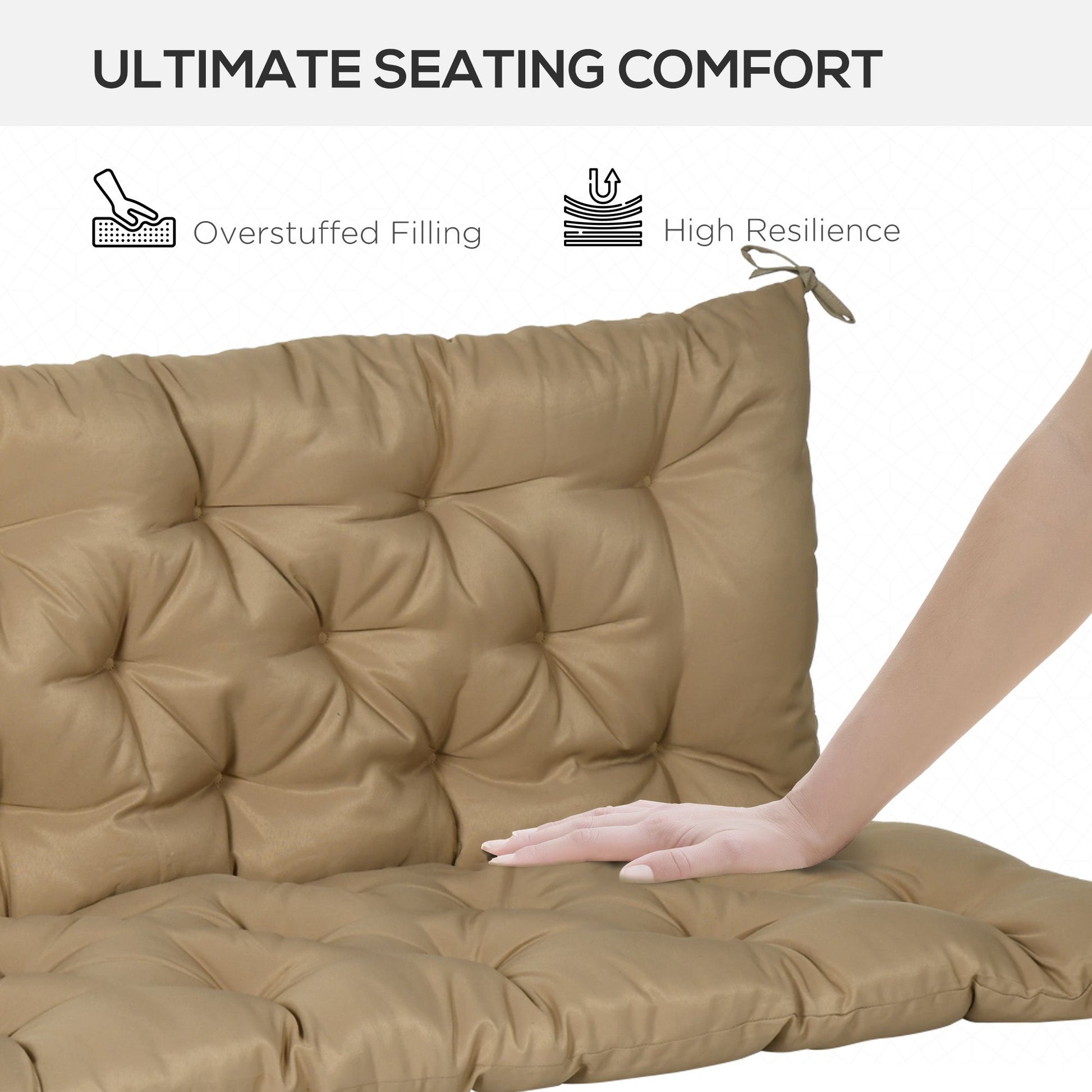 Outsunny 3-Seater Outdoor Bench Cushion, Khaki