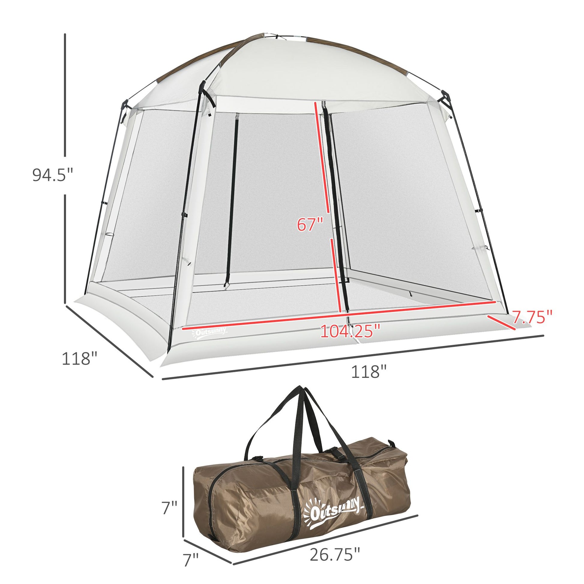 Outsunny 10 x 10 ft Mesh Screen House Tent with 2 Doors, White