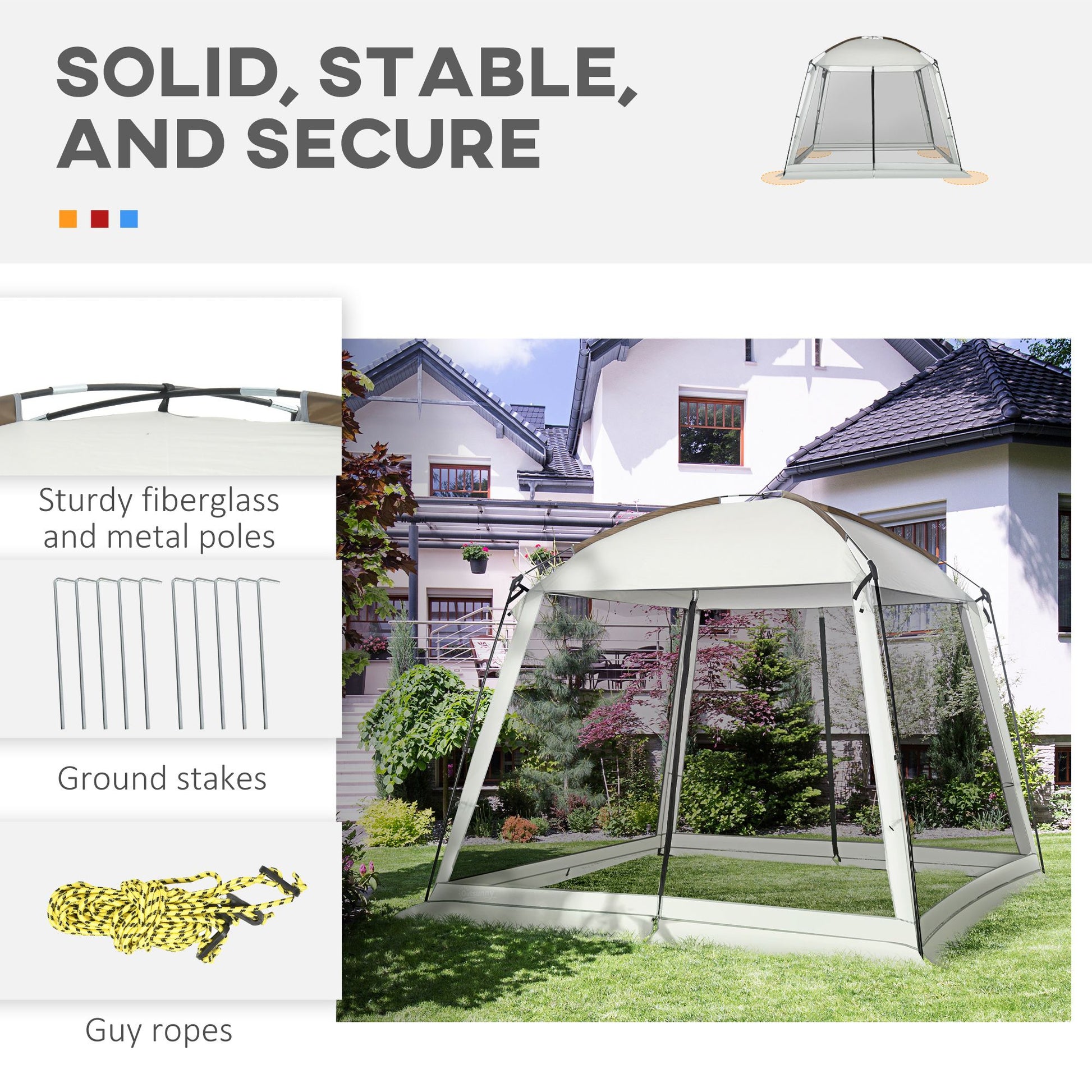 Outsunny 10 x 10 ft Mesh Screen House Tent with 2 Doors, White