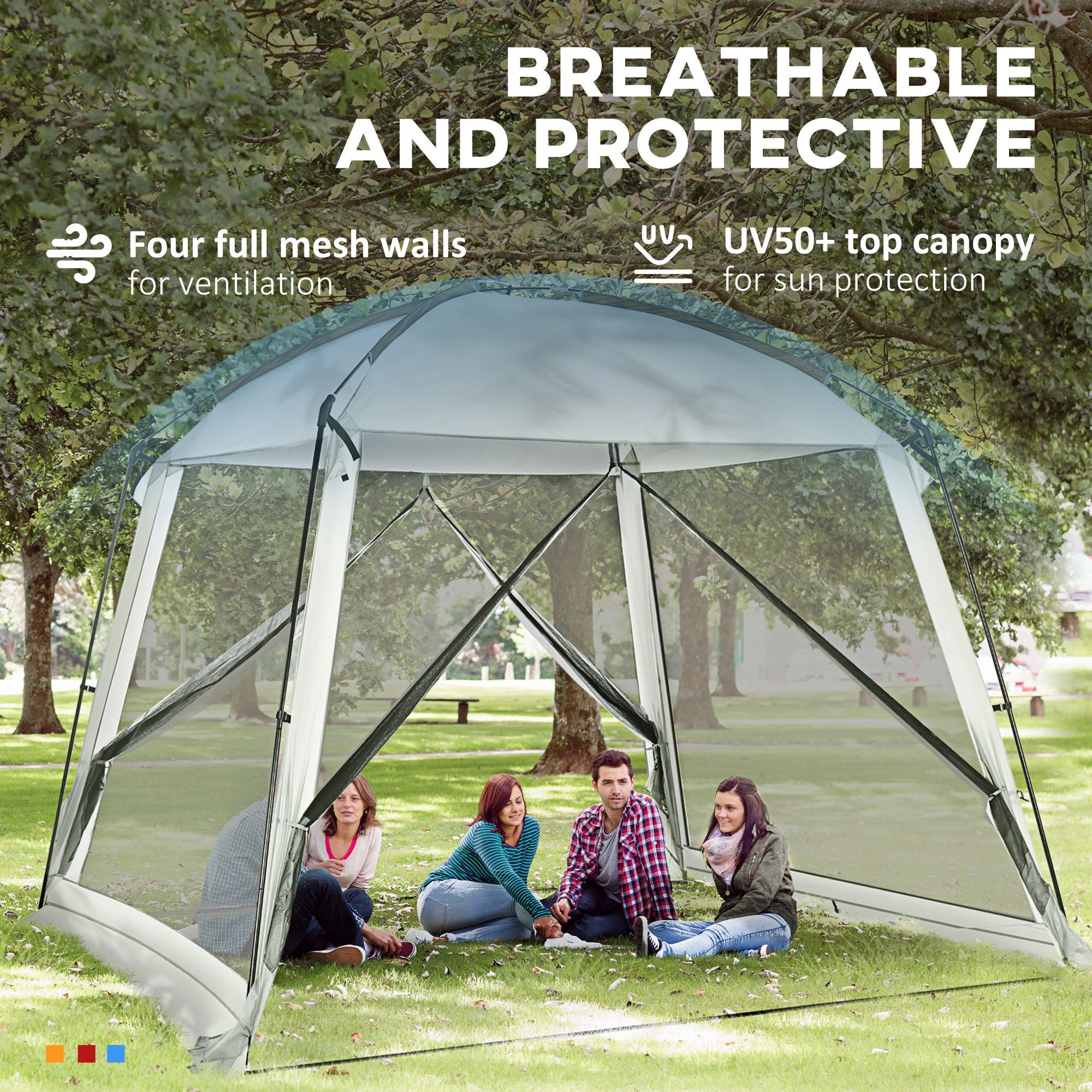 Outsunny 10 x 10 ft Mesh Screen House Tent with 2 Doors, White