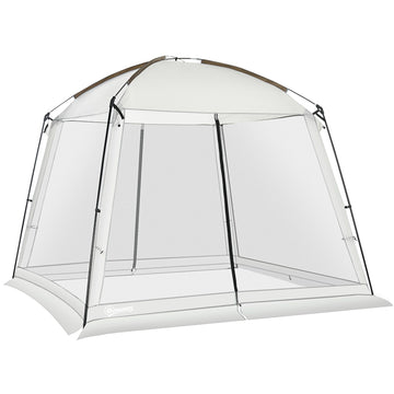 Outsunny 10 x 10 ft Mesh Screen House Tent with 2 Doors, White