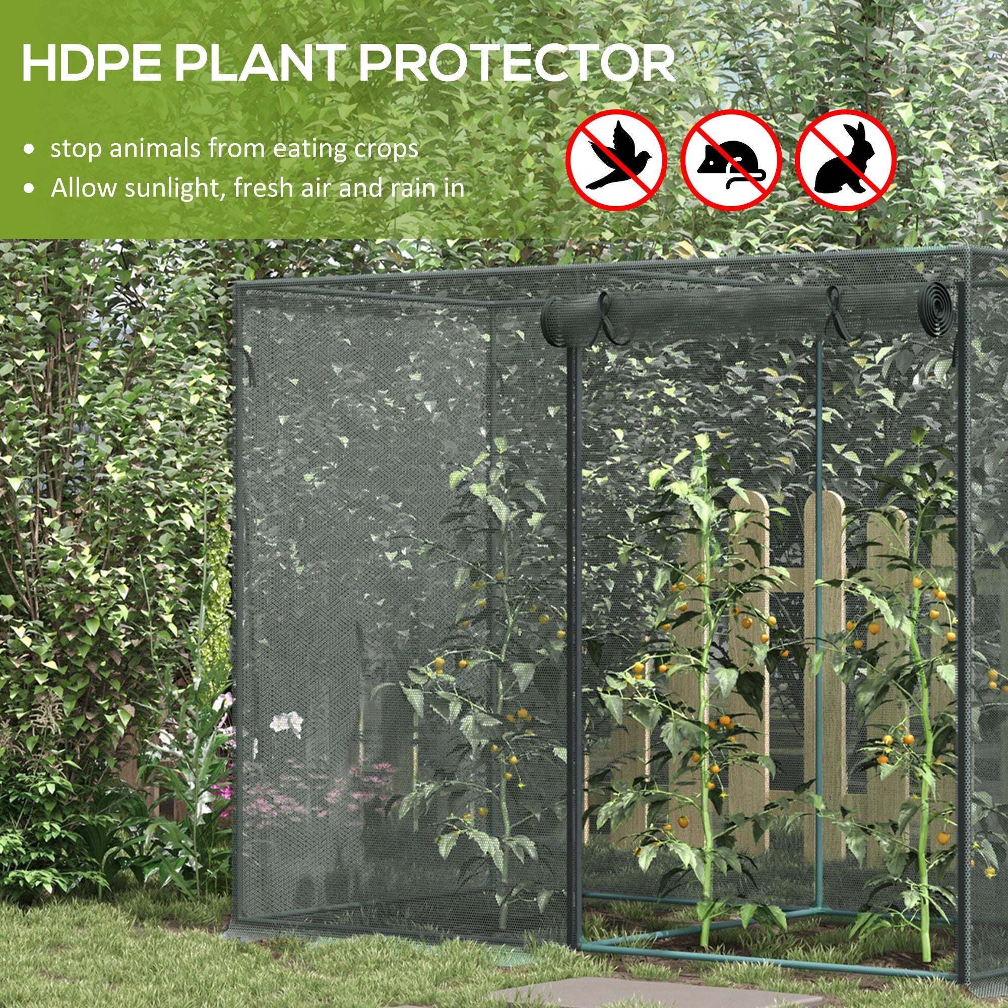 Outsunny 6 x 3 ft Plant Protection Crop Cage Tent with Zippered Doors