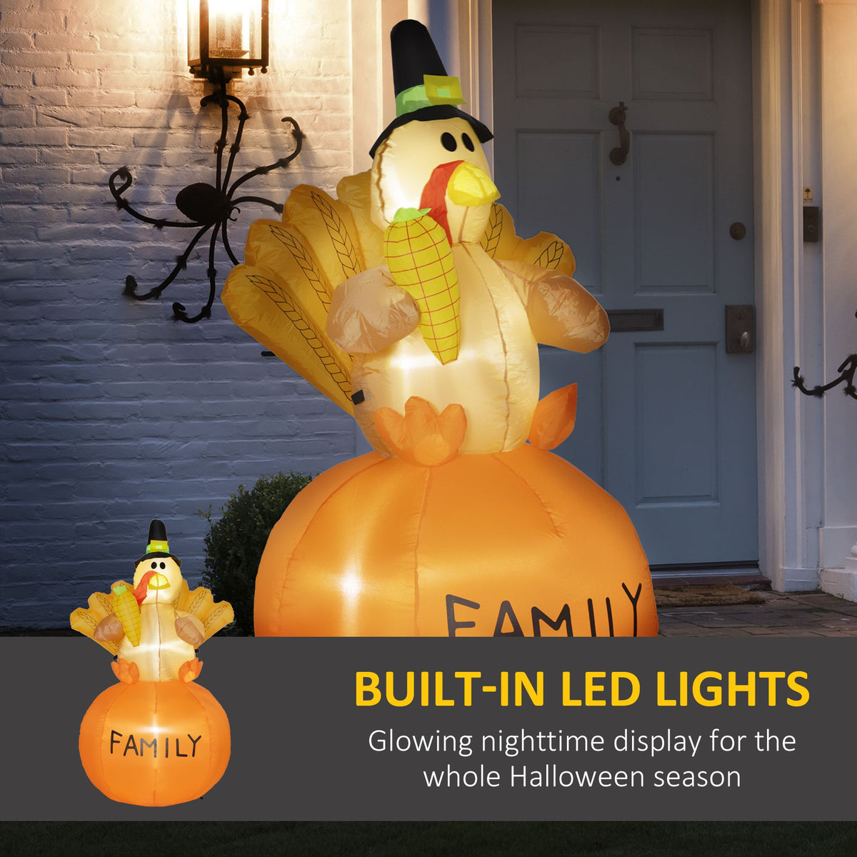 4.9ft Inflatable Thanksgiving Turkey, Blow Up LED Display for Garden Indoor Outdoor - product view 4