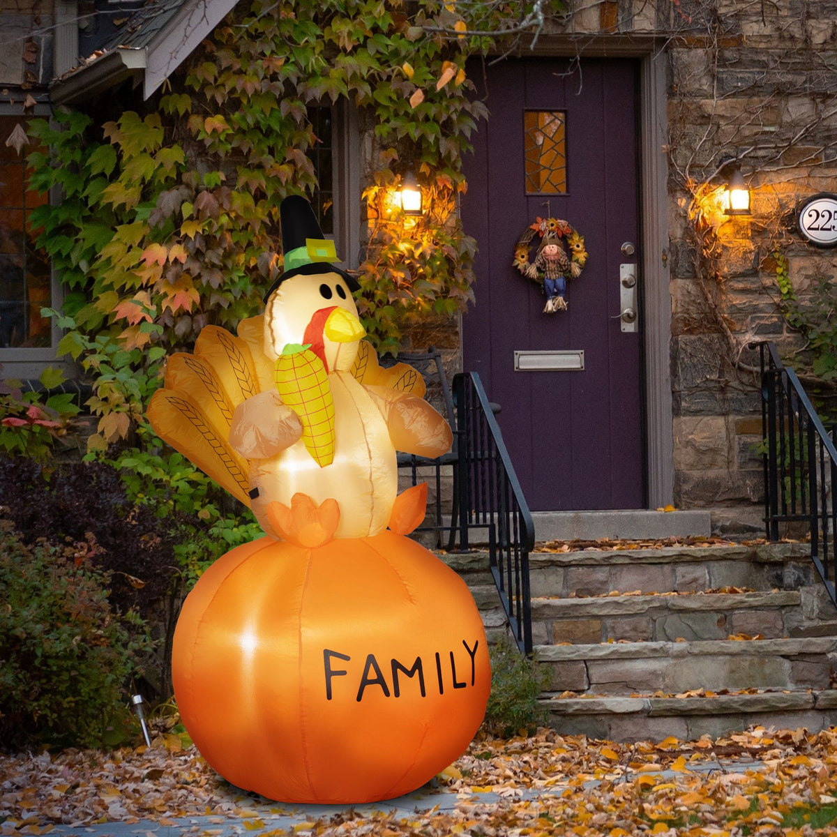 4.9ft Inflatable Thanksgiving Turkey, Blow Up LED Display for Garden Indoor Outdoor - product view 10