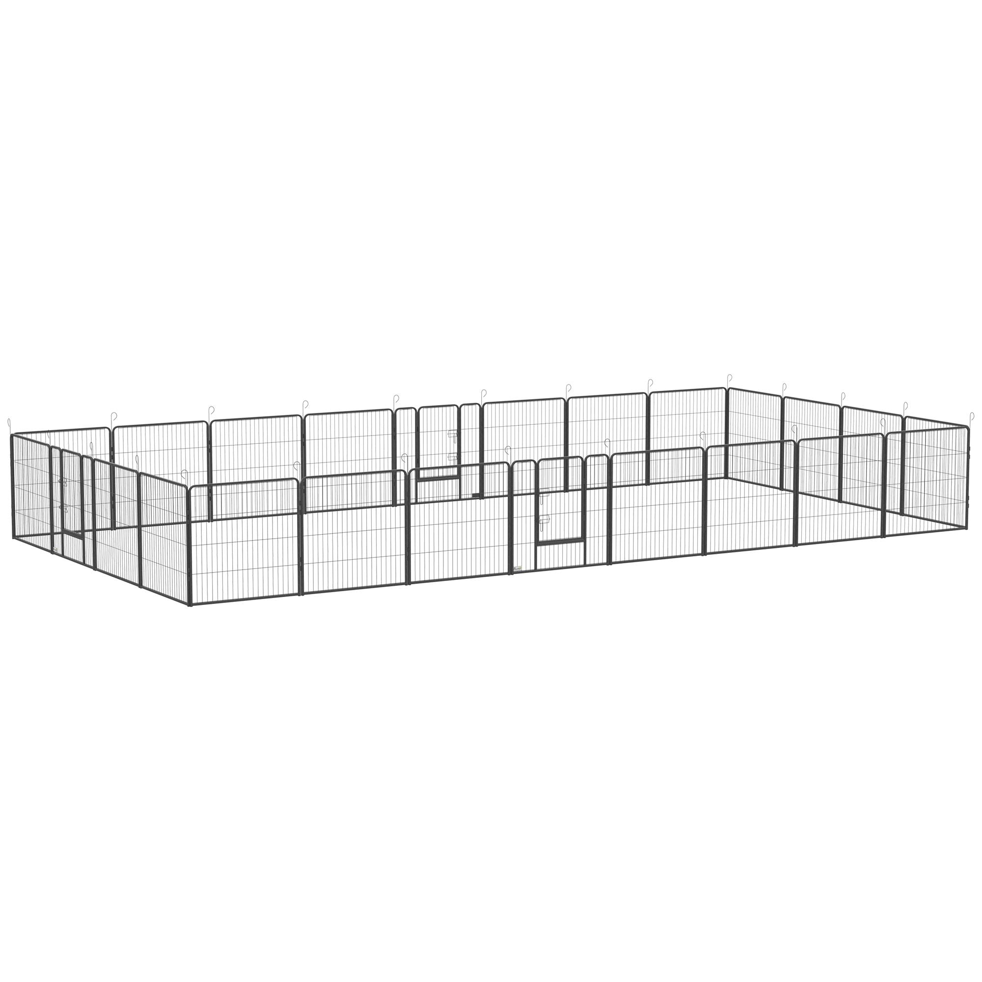 PawHut 24-Panel Dog Playpen with Lockable Door for Indoor or Outdoor Use