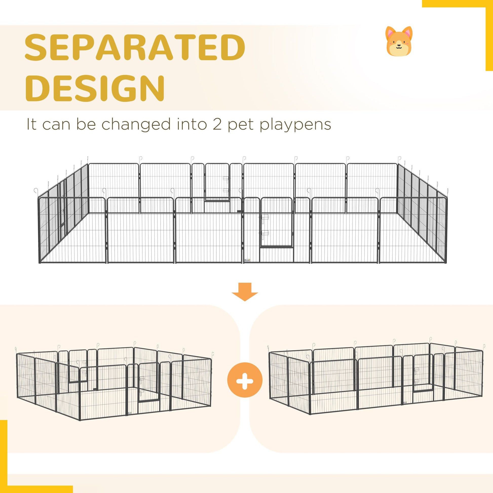 PawHut 24-Panel Dog Playpen with Lockable Door for Indoor or Outdoor Use
