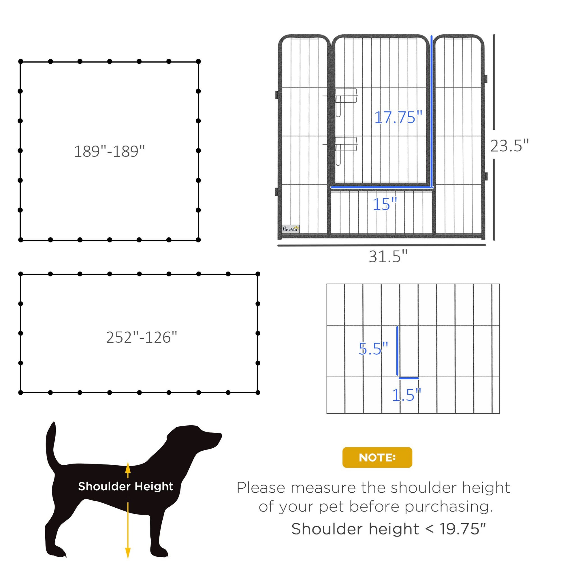 PawHut 24-Panel Dog Playpen with Lockable Door for Indoor or Outdoor Use