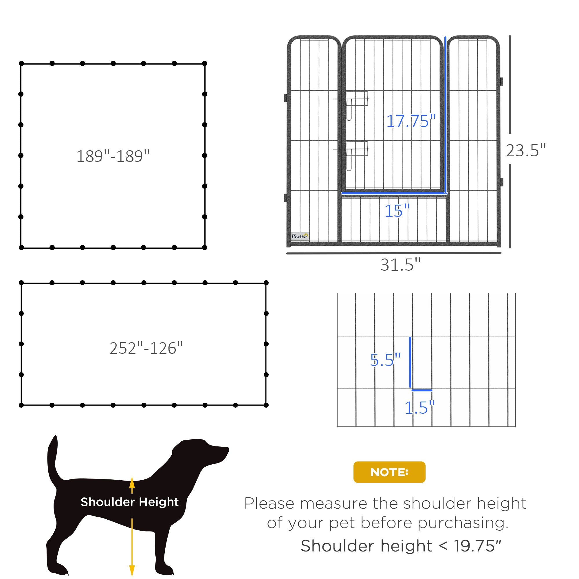 PawHut 24-Panel Dog Playpen with Lockable Door for Indoor or Outdoor Use