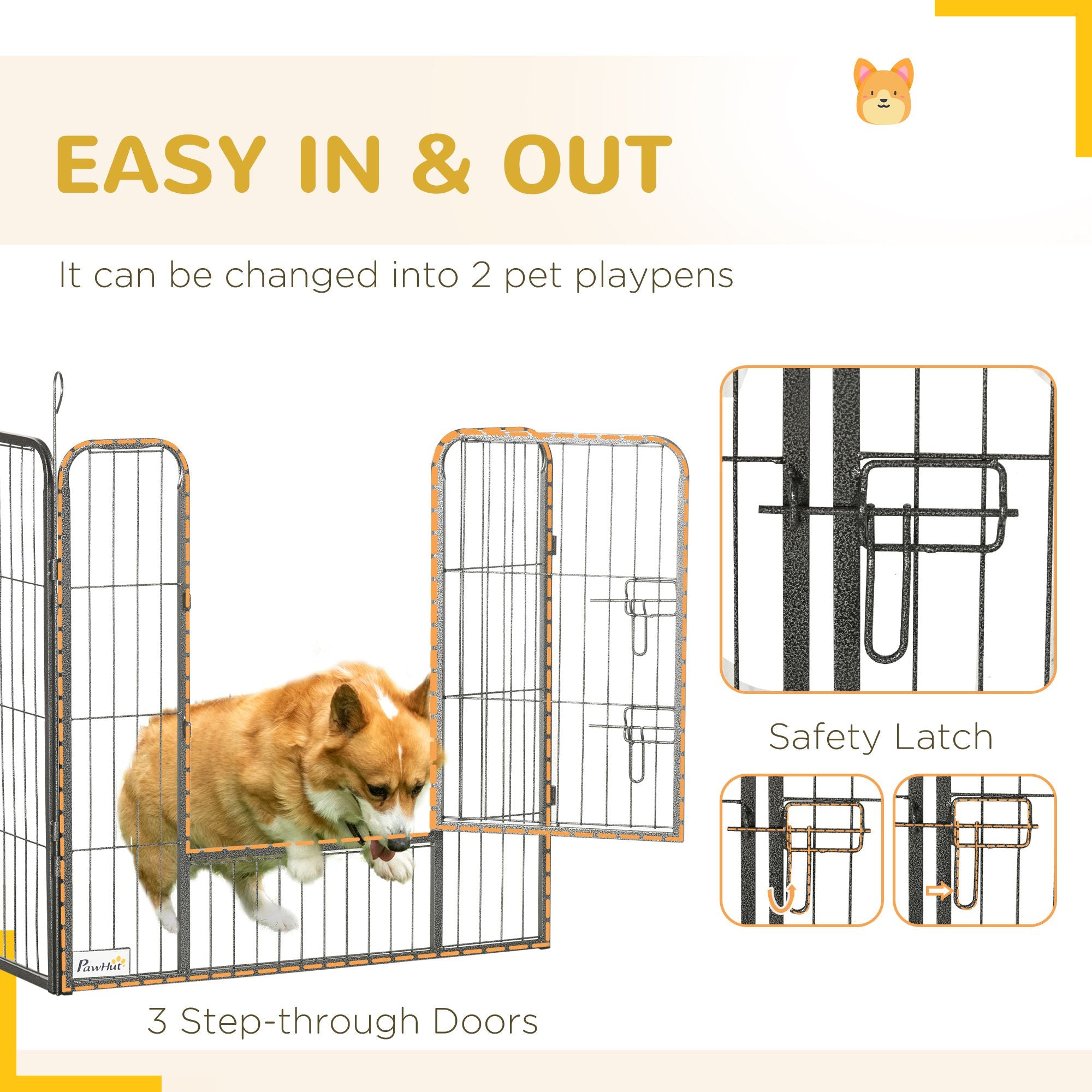PawHut 24-Panel Dog Playpen with Lockable Door for Indoor or Outdoor Use