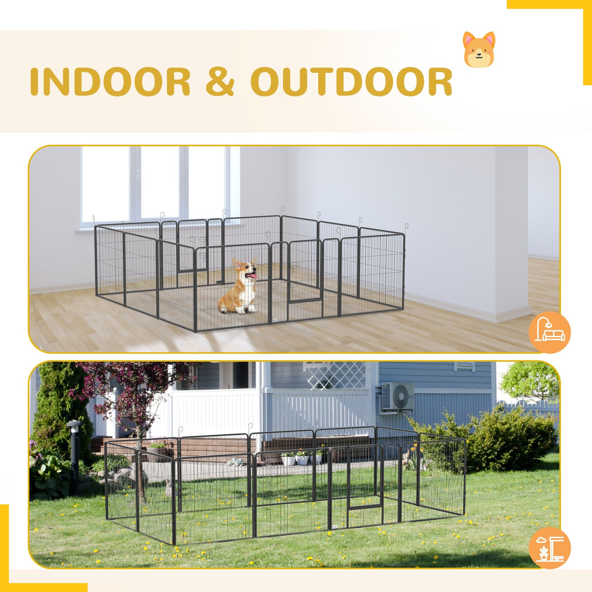 PawHut 24-Panel Dog Playpen with Lockable Door for Indoor or Outdoor Use