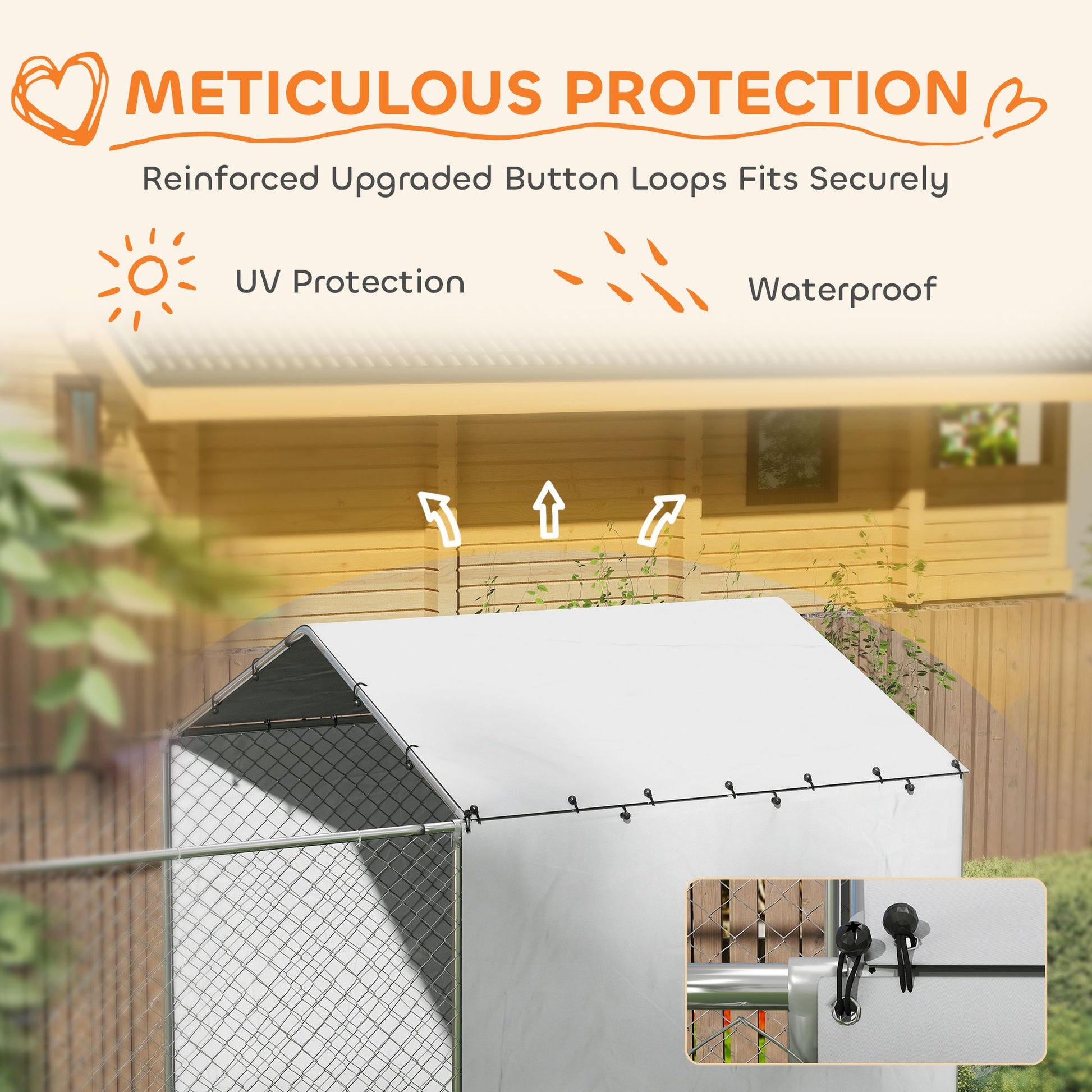 PawHut 19.7 ft Outdoor Dog Kennel with Galvanized Frame and Weather Cover - product view 6