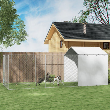 PawHut 19.7 ft Outdoor Dog Kennel with Galvanized Frame and Weather Cover - product view 9
