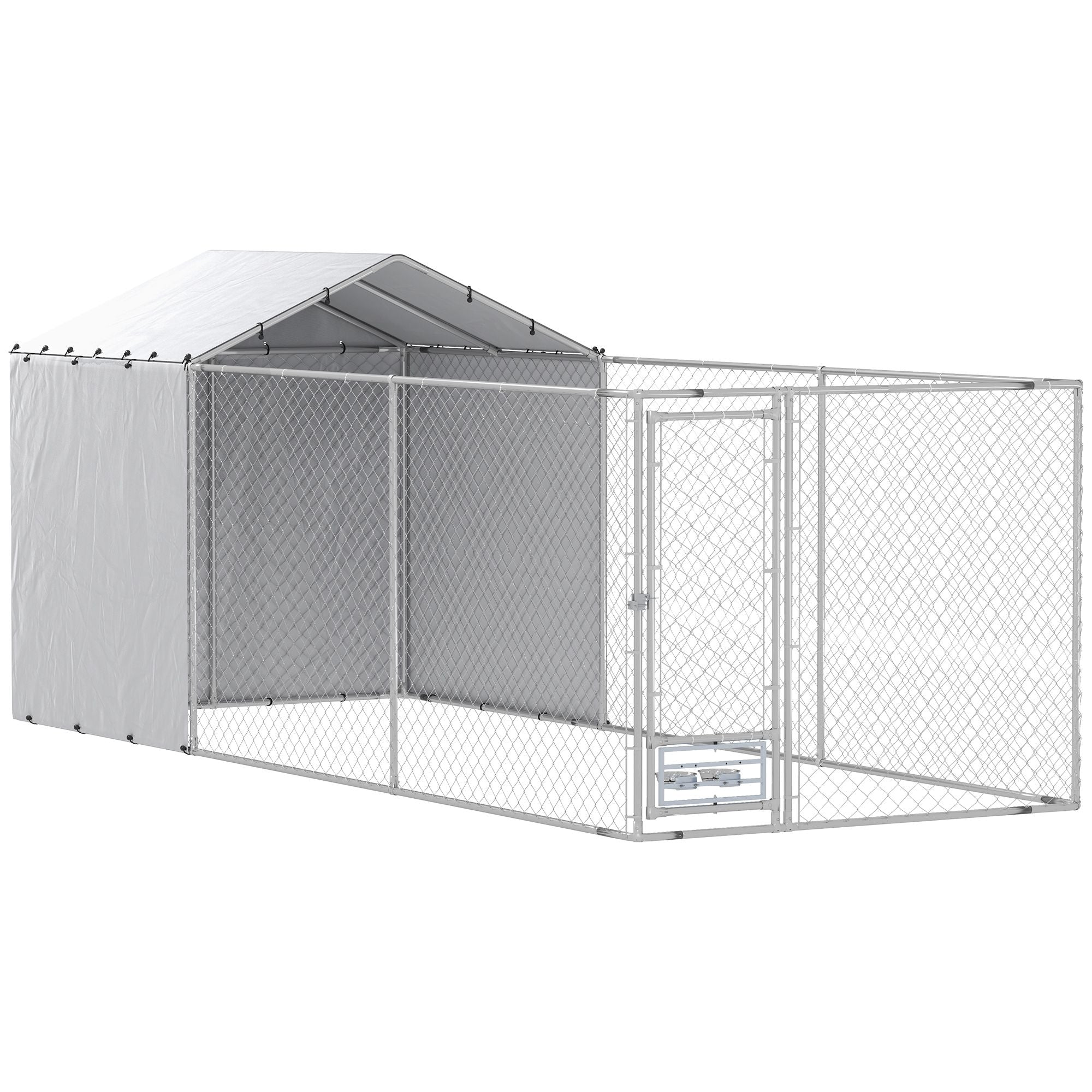 PawHut 19.7 ft Outdoor Dog Kennel with Galvanized Frame and Weather Cover - product view 11