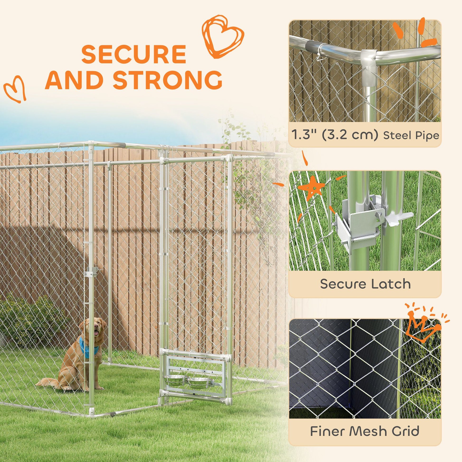 PawHut 19.7 ft Outdoor Dog Kennel with Galvanized Frame and Weather Cover - product view 5