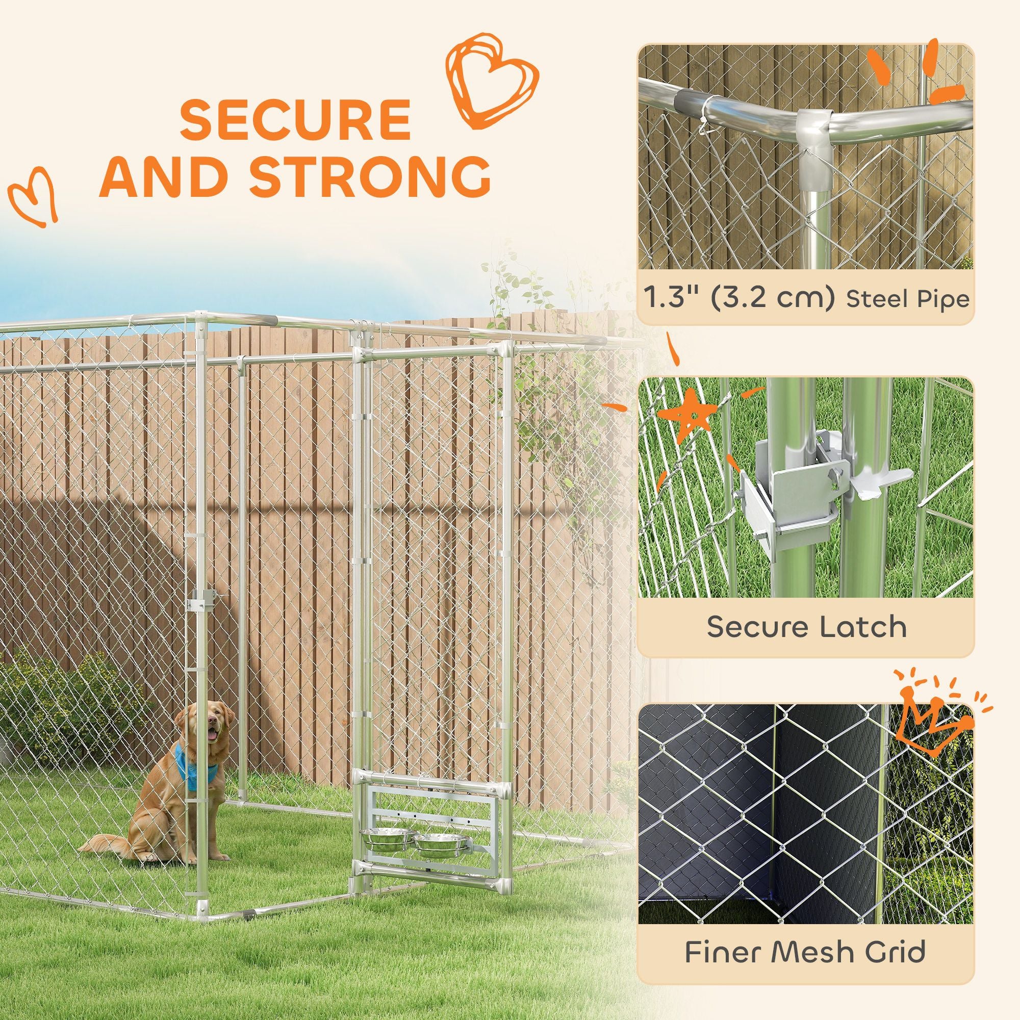 PawHut 19.7 ft Outdoor Dog Kennel with Galvanized Frame and Weather Cover - product view 5