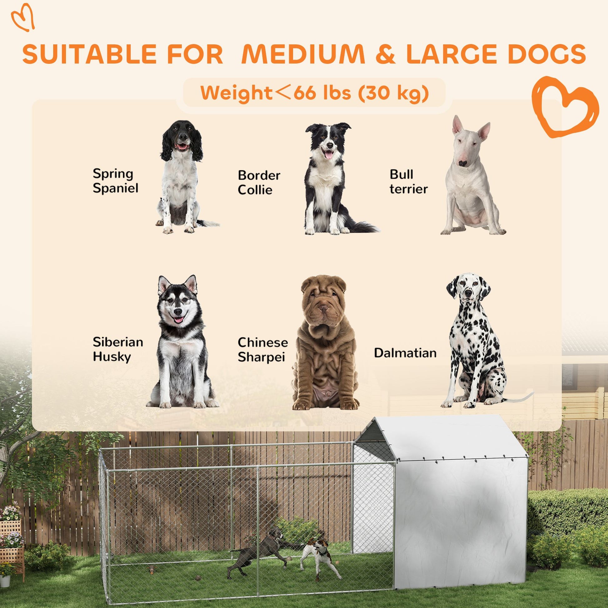 PawHut 19.7 ft Outdoor Dog Kennel with Galvanized Frame and Weather Cover - product view 8