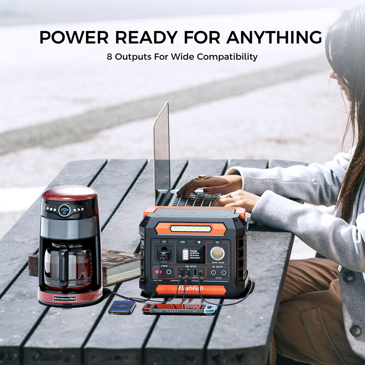 300W Portable Power Station, 230.88Wh /62400mAh Solar Generator, Regulated DC Output Backup Battery with AC Outlet, LED Light Power Station for CPAP - product view 9