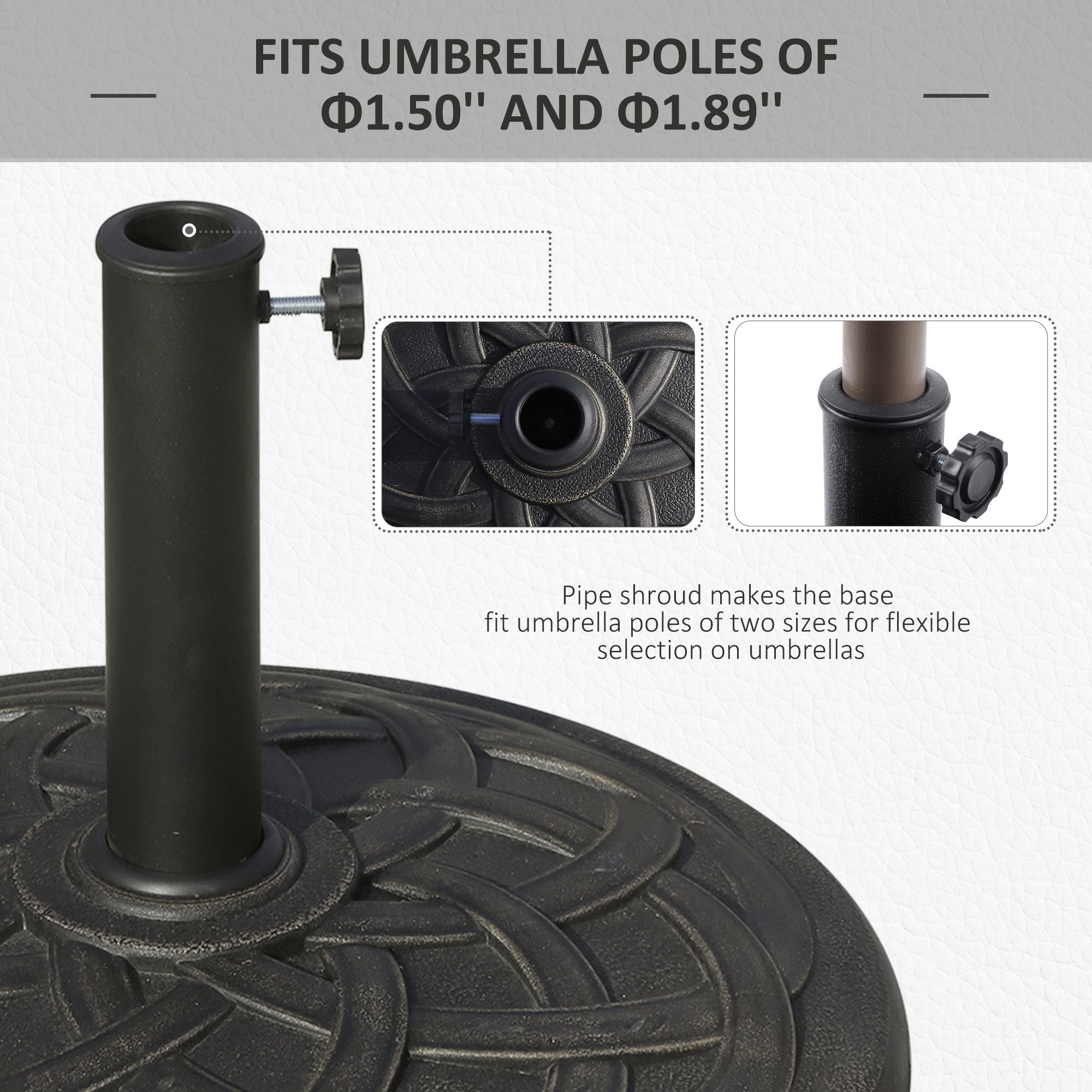 Outsunny 22 in 42 lb Resin Patio Umbrella Base, Bronze