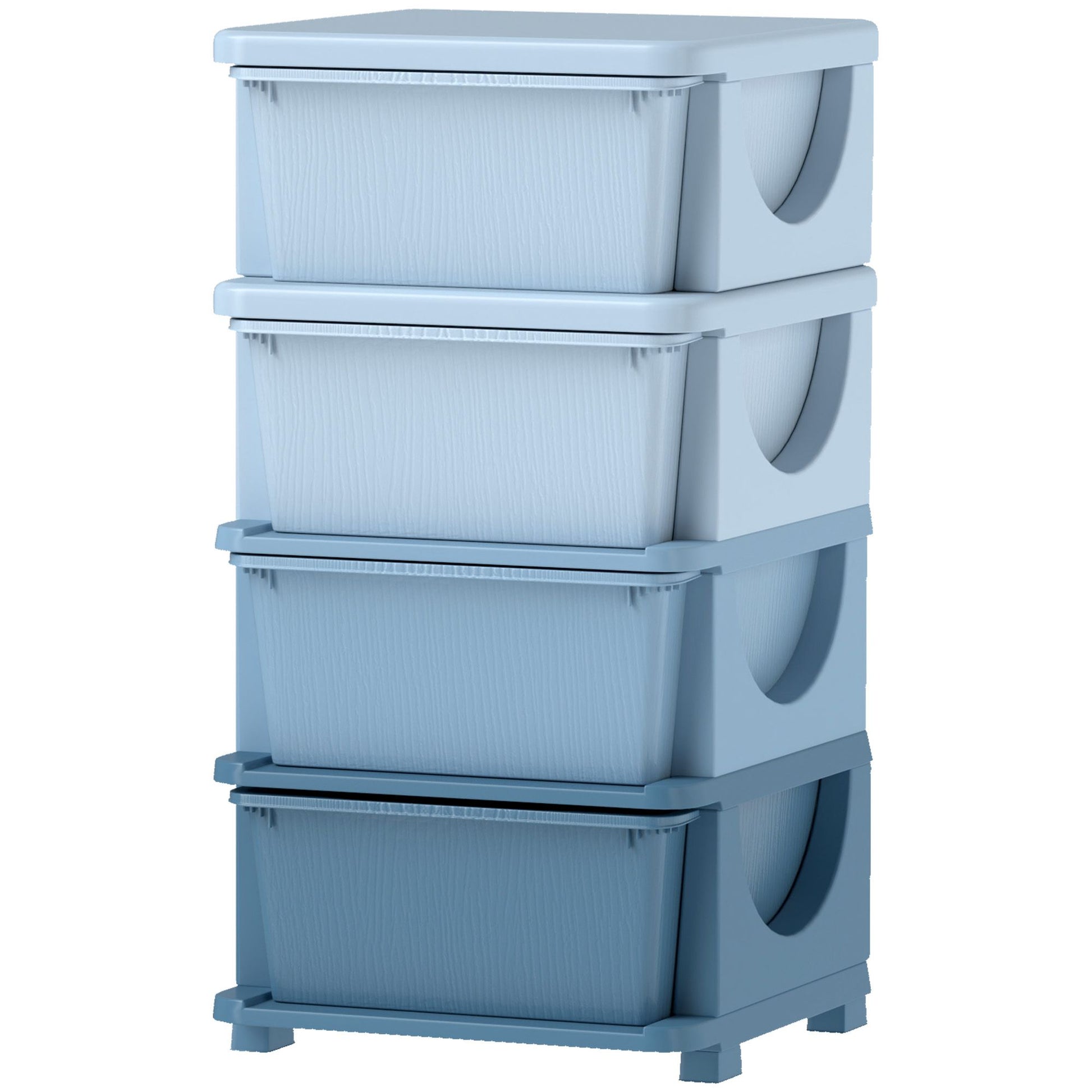 Qaba 4-Tier Kids Storage Dresser with 4 Drawers, Blue