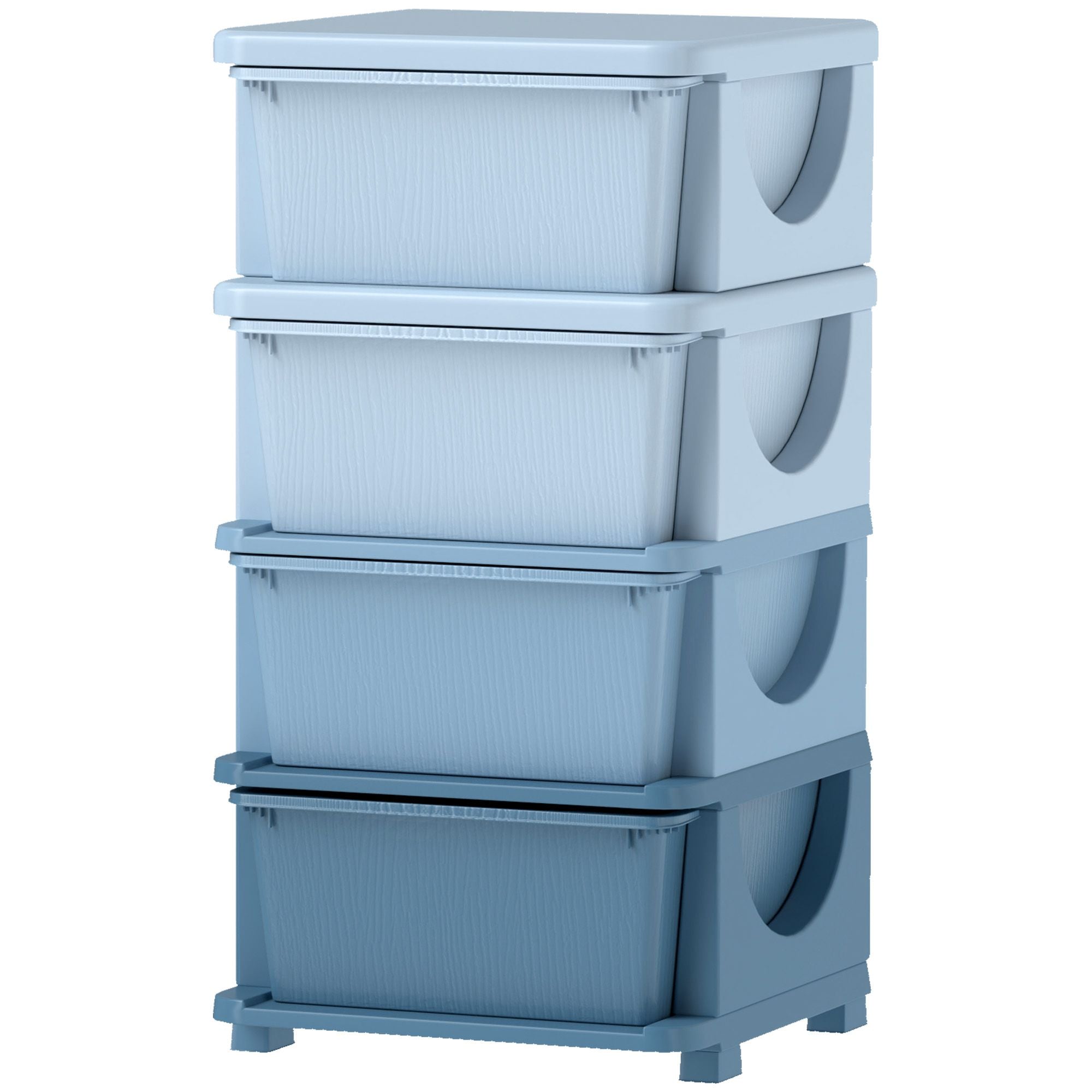 Qaba 4-Tier Kids Storage Dresser with 4 Drawers, Blue