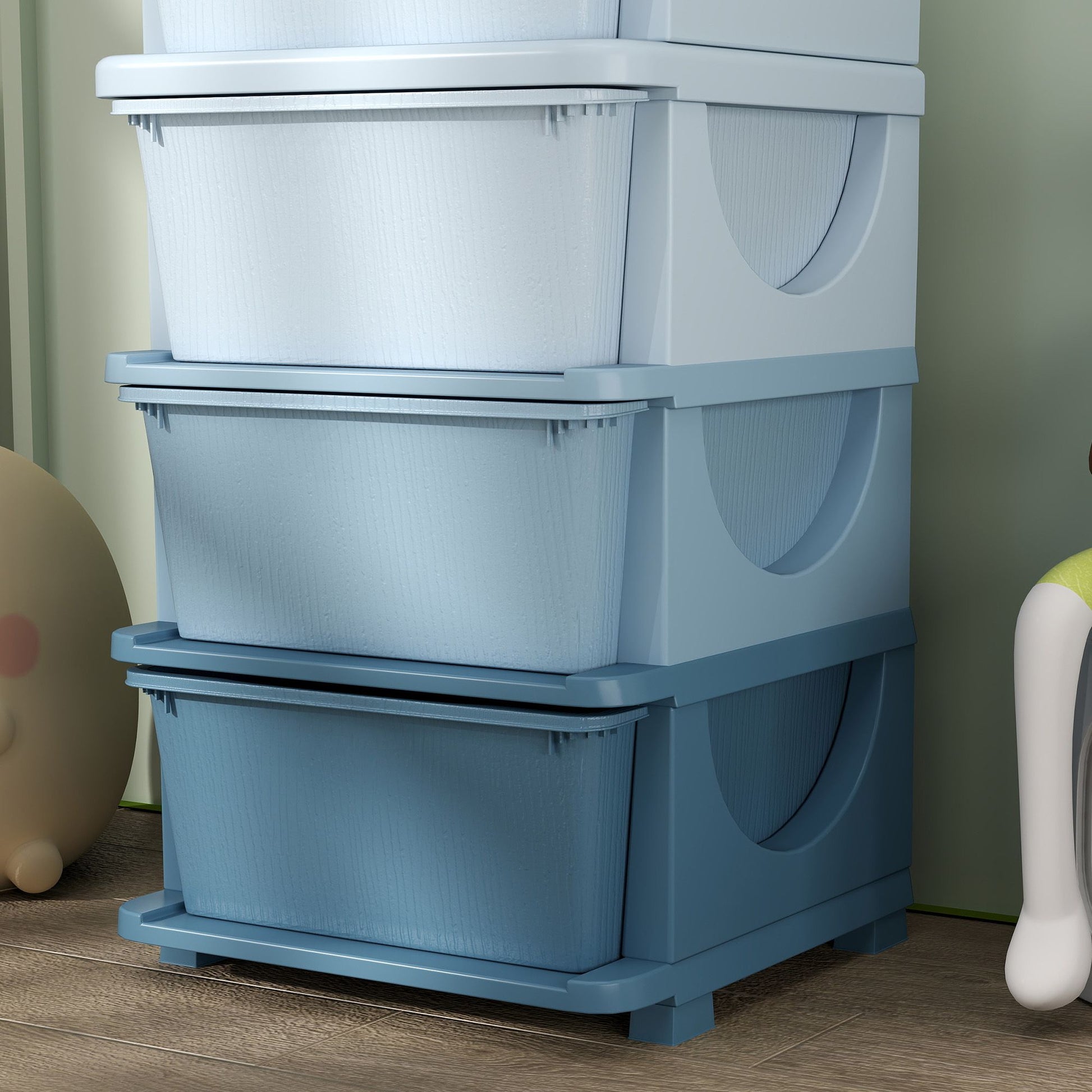 Qaba 4-Tier Kids Storage Dresser with 4 Drawers, Blue