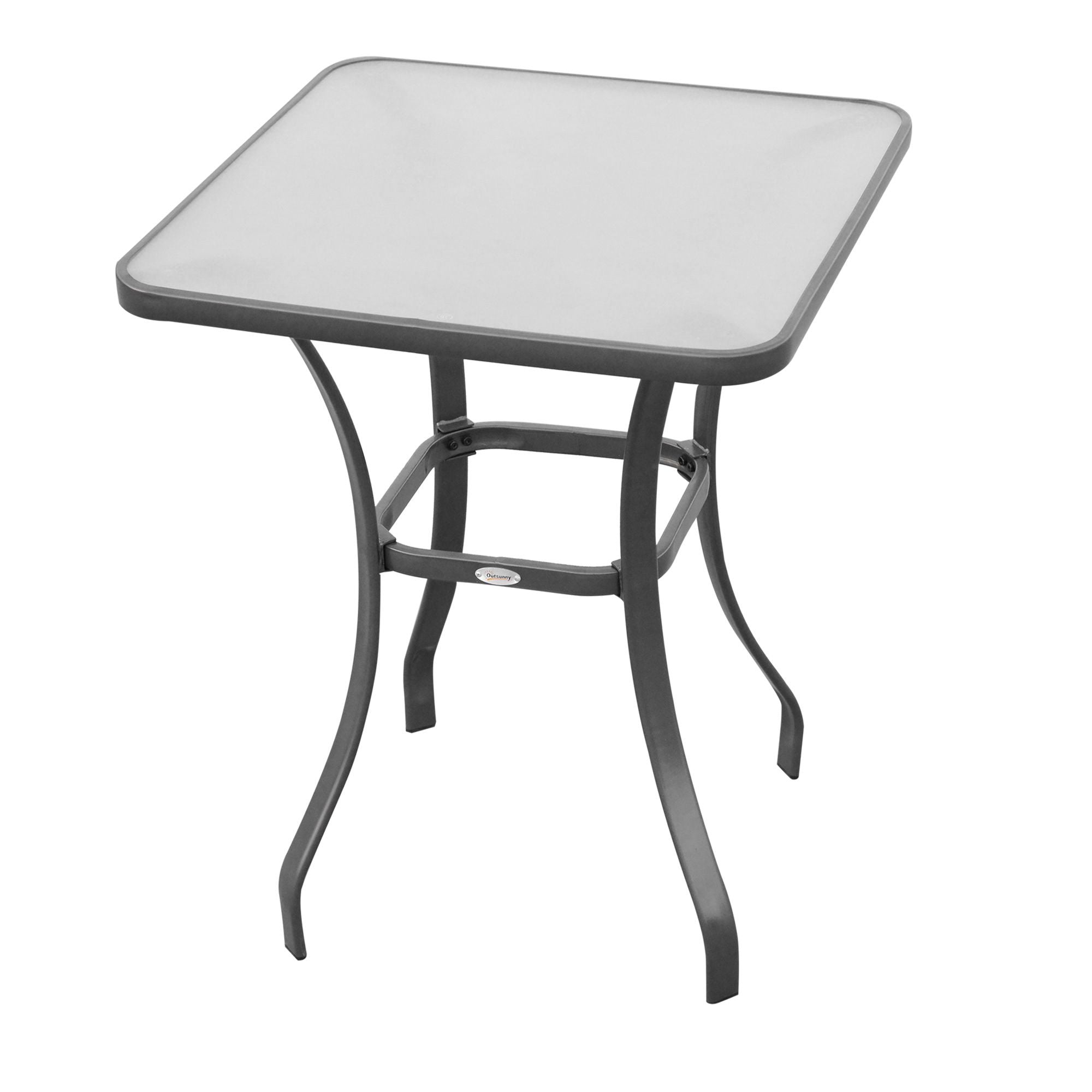 Outsunny Square Glass-Top Outdoor Bistro Table, Black