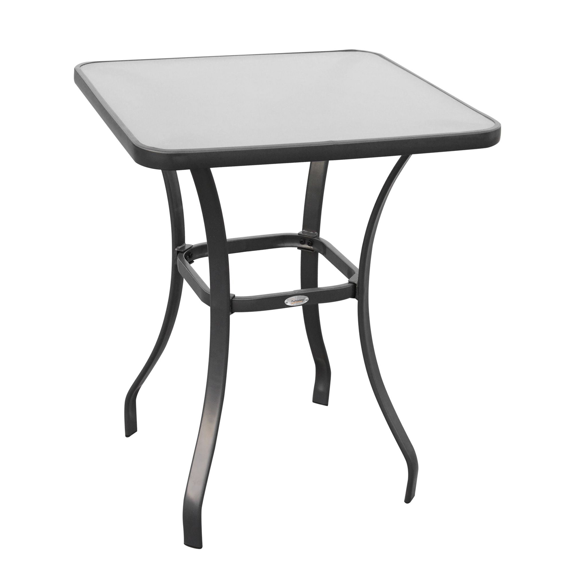 Outsunny Square Glass-Top Outdoor Bistro Table, Black