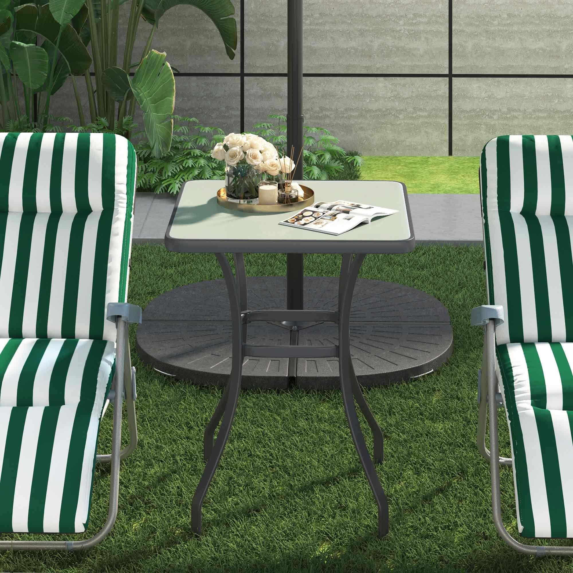 Outsunny Square Glass-Top Outdoor Bistro Table, Black