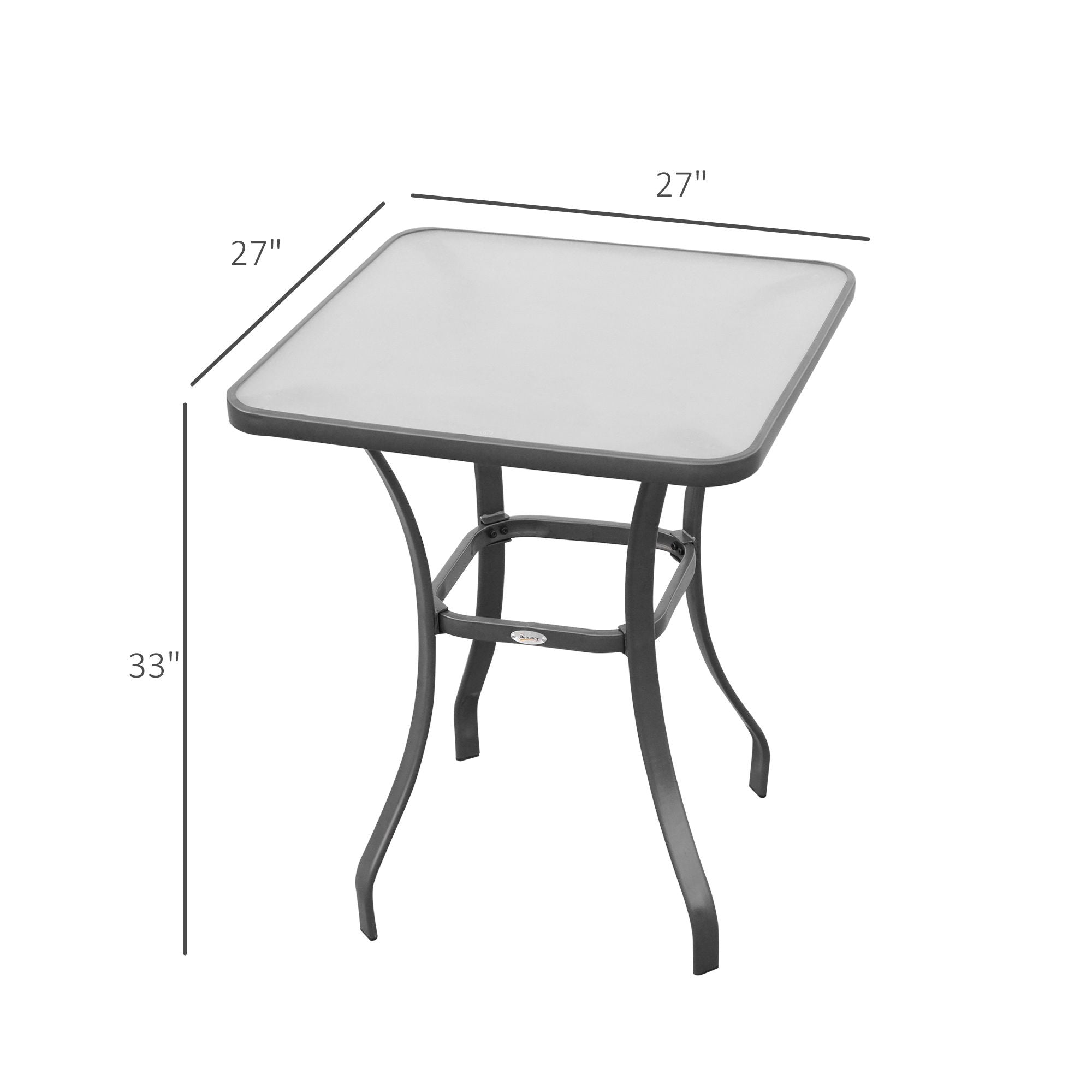 Outsunny Square Glass-Top Outdoor Bistro Table, Black